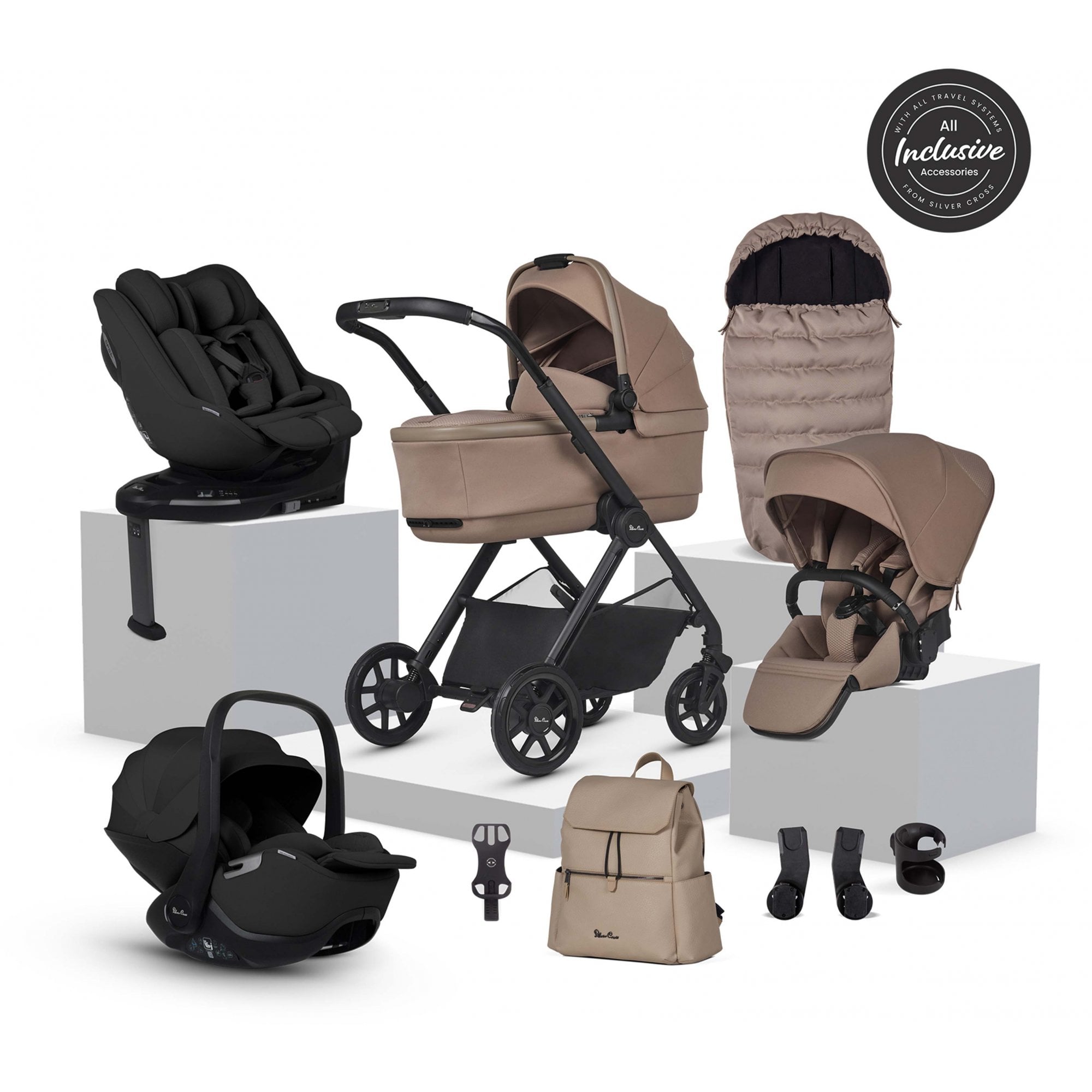 Silver Cross Reef 2 Ultimate 360 Car Seat Family Bundle Mocha