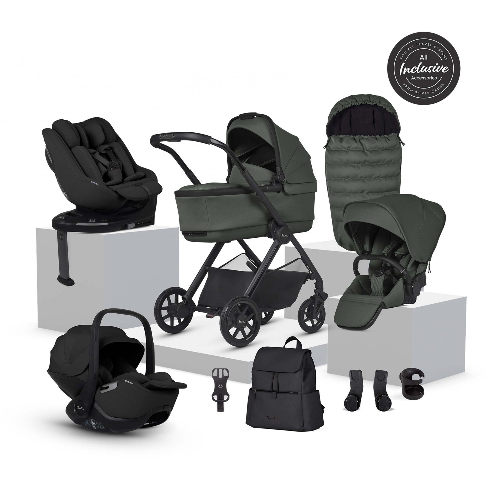 Silver Cross Reef 2 Ultimate 360 Car Seat Family Bundle Pewter