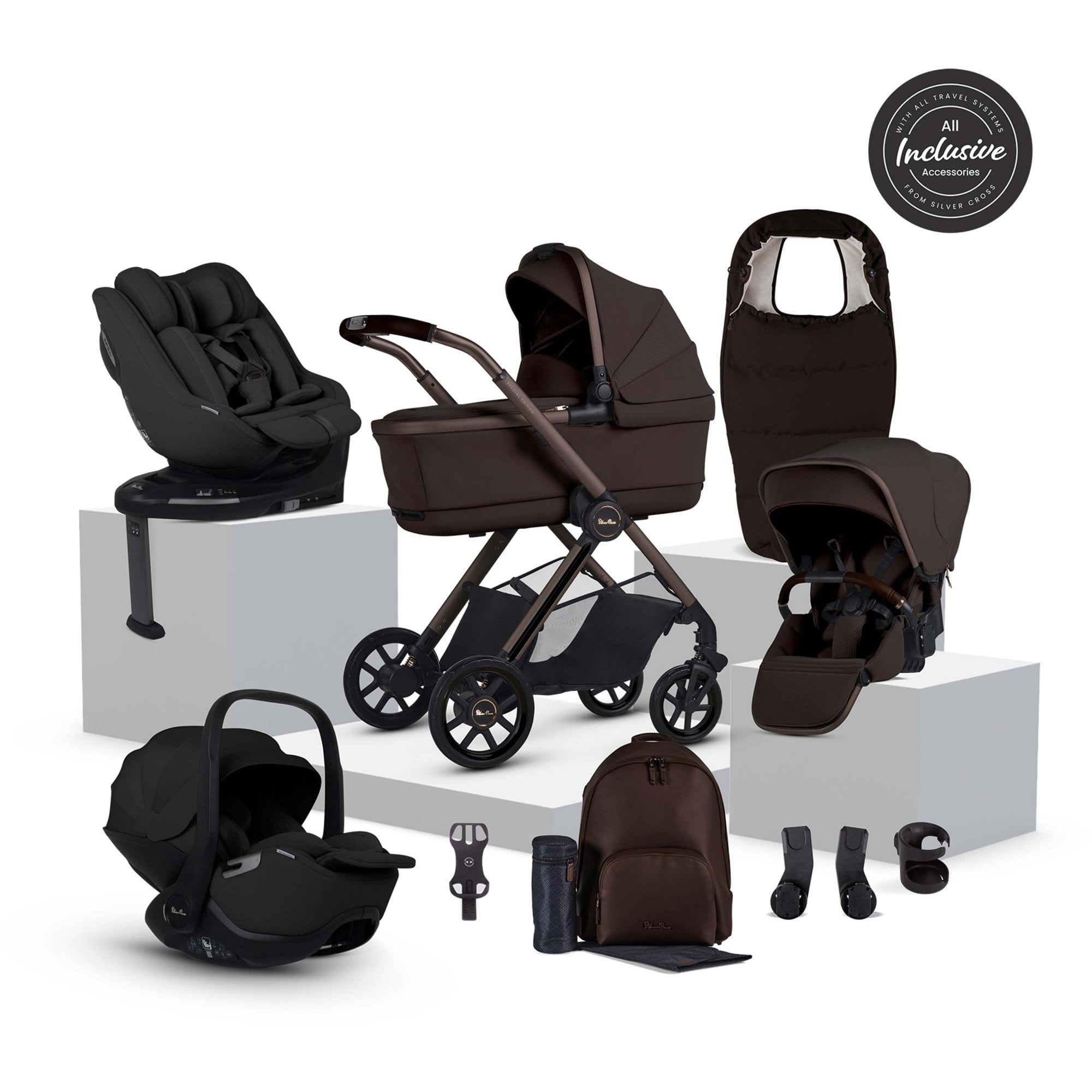 Silver Cross Reef 2 SE Ultimate 360 Car Seat Family Bundle Ganache