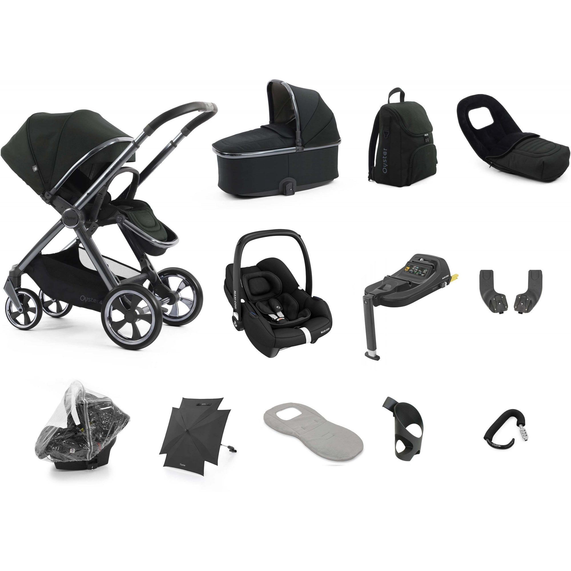 Oyster 4 Ultimate Bundle Black Olive + Cabriofix Car Seat