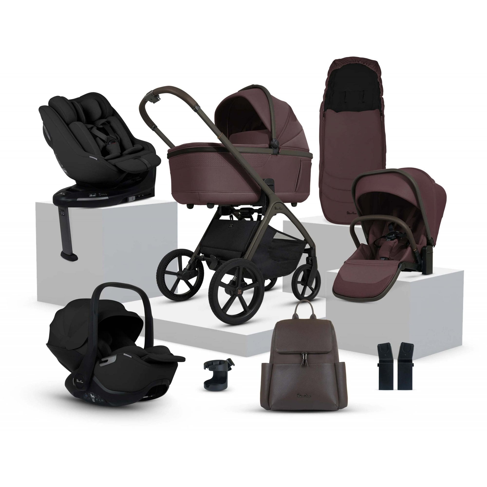 Silver Cross Cove Ultimate 360 Car Seat Family Bundle Damson