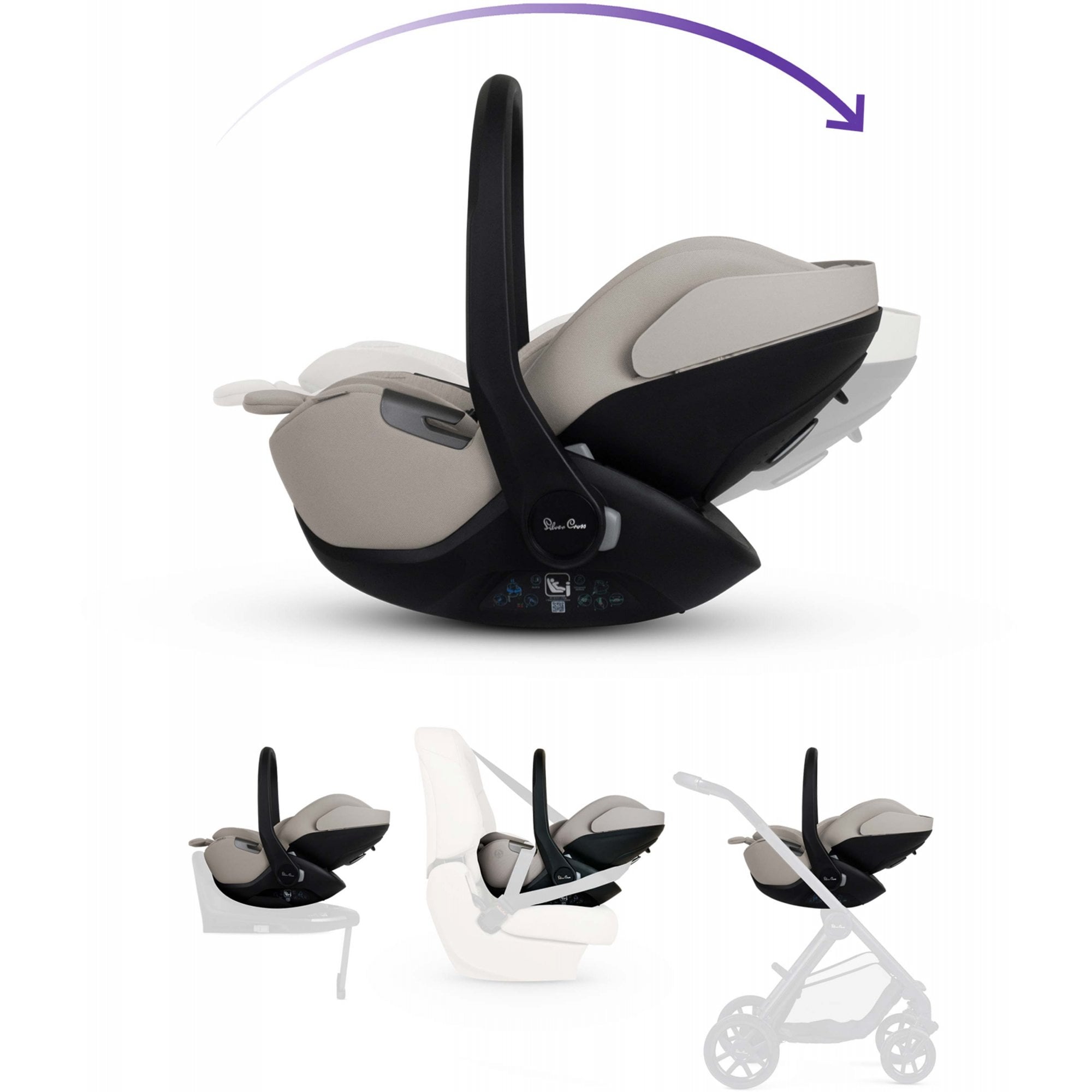 Silver Cross Glide Plus 360 Infant Car Seat Natural Taupe