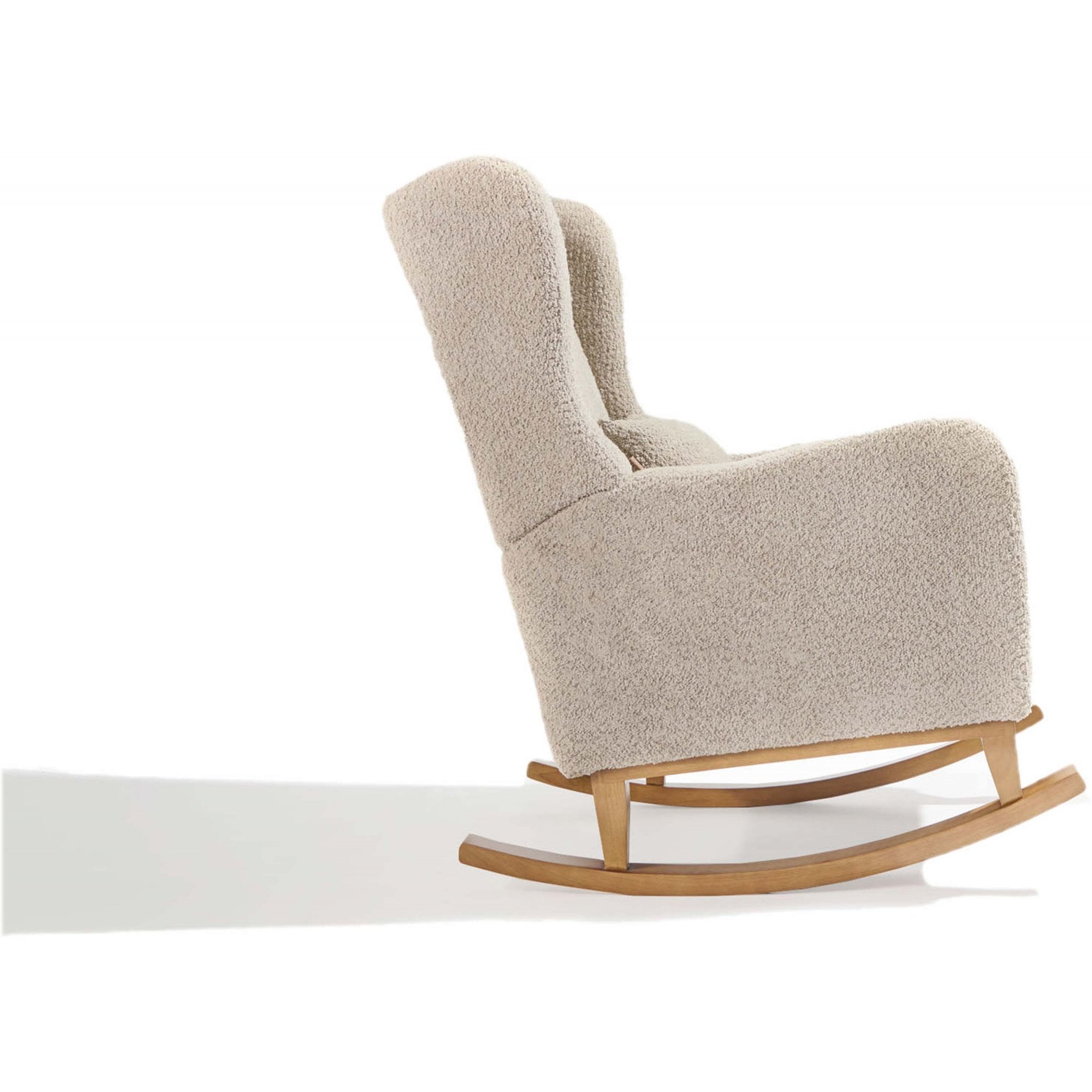 Tutti Bambini Harper Wingback Rocking Chair & Foot Stool - Teddy Mushroom
