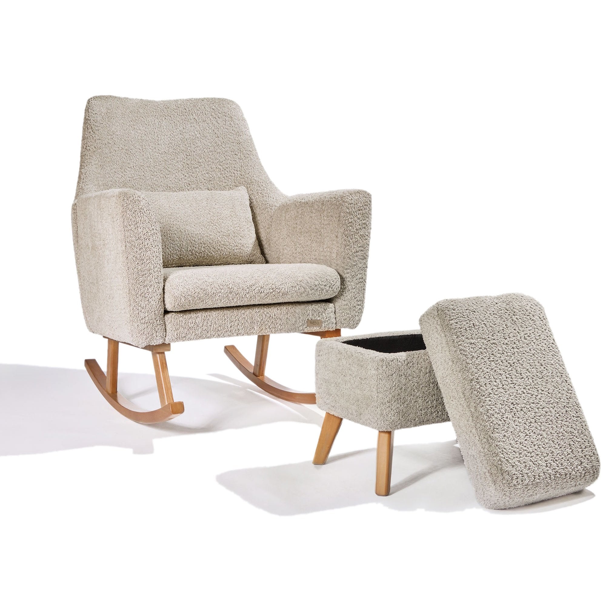 Tutti Bambini Oscar Luxe Rocking Chair & Footstool - Teddy Mushroom