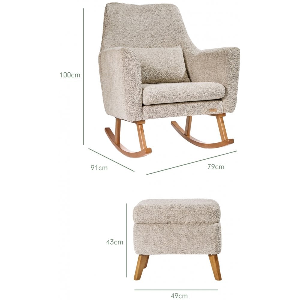 Tutti Bambini Oscar Luxe Rocking Chair & Footstool - Teddy Mushroom
