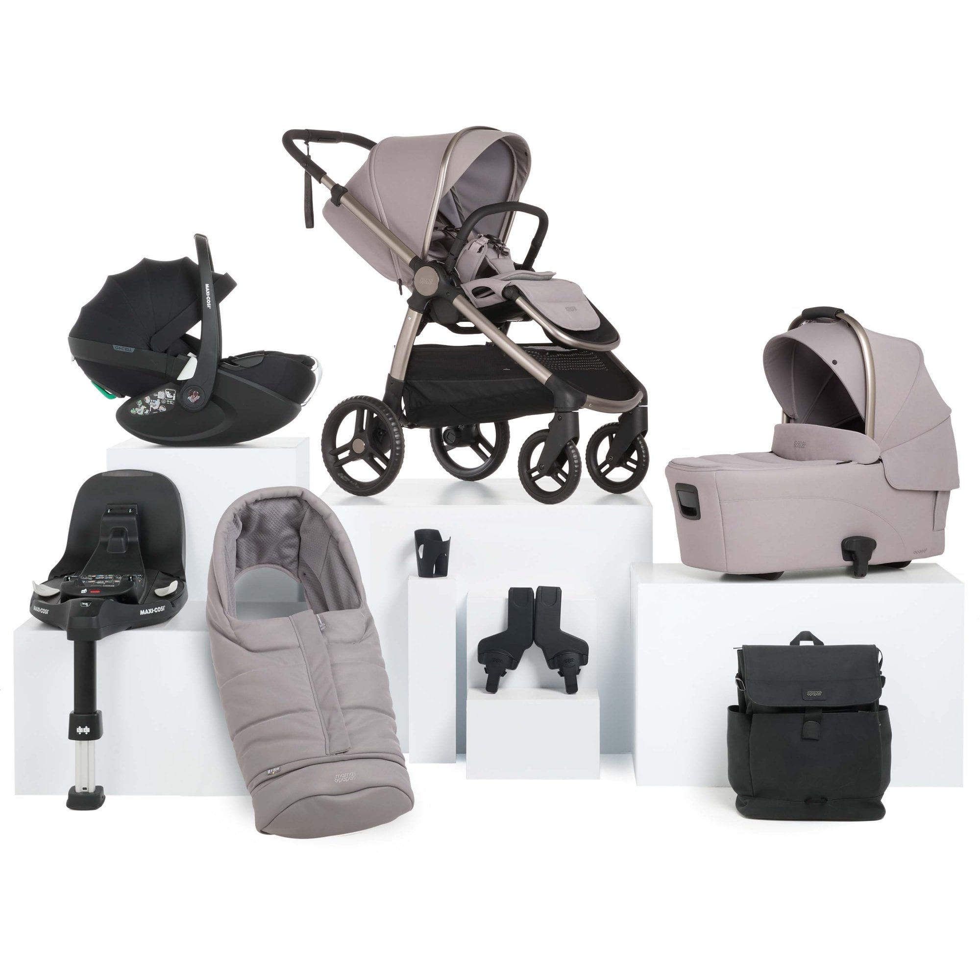 Mamas & Papas Ocarro 2 Essential Bundle Moonstone Grey + Pebble 360 Pro2 & Base