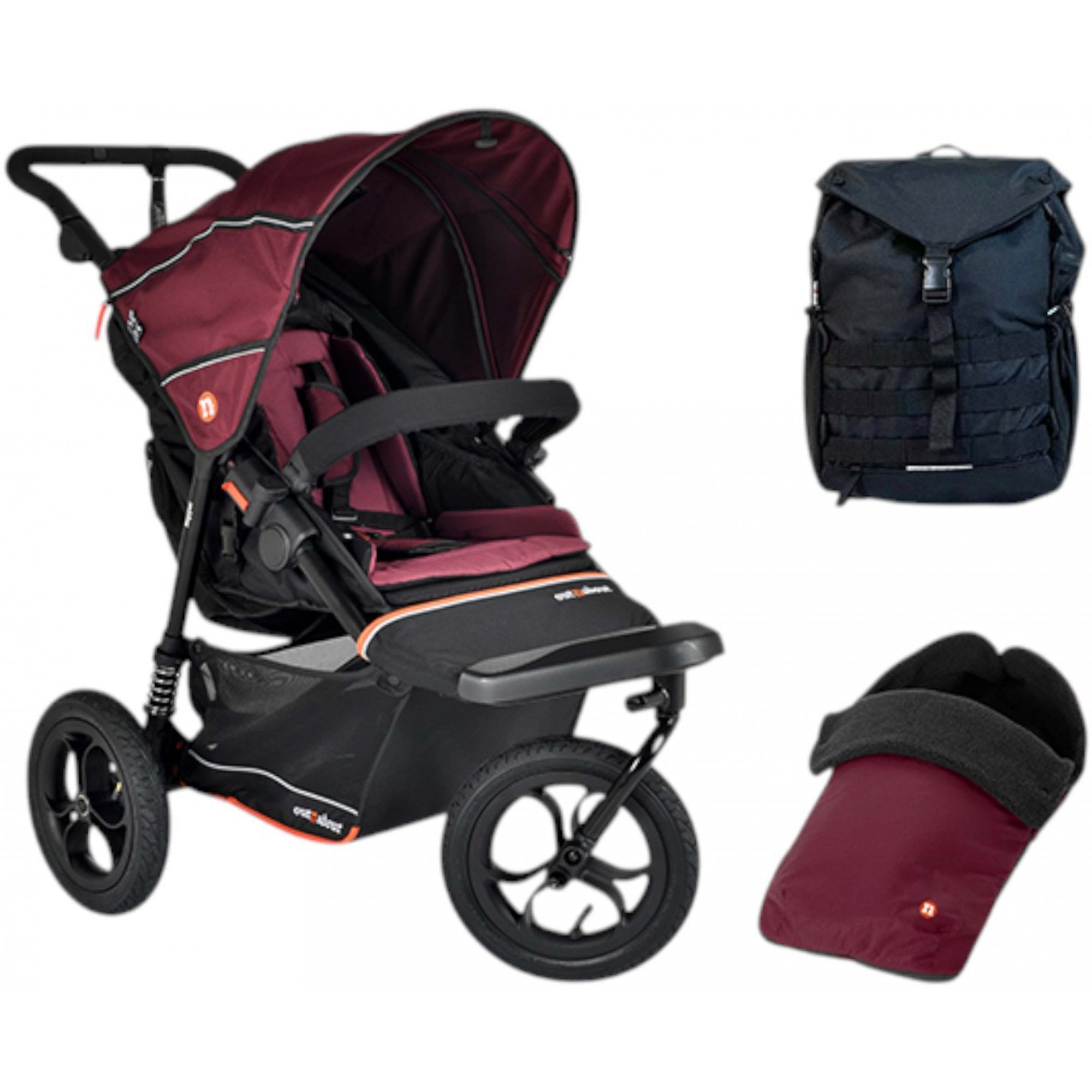 Out 'n' About Nipper V6 All Terrain Adventure Bundle Brambleberry Red