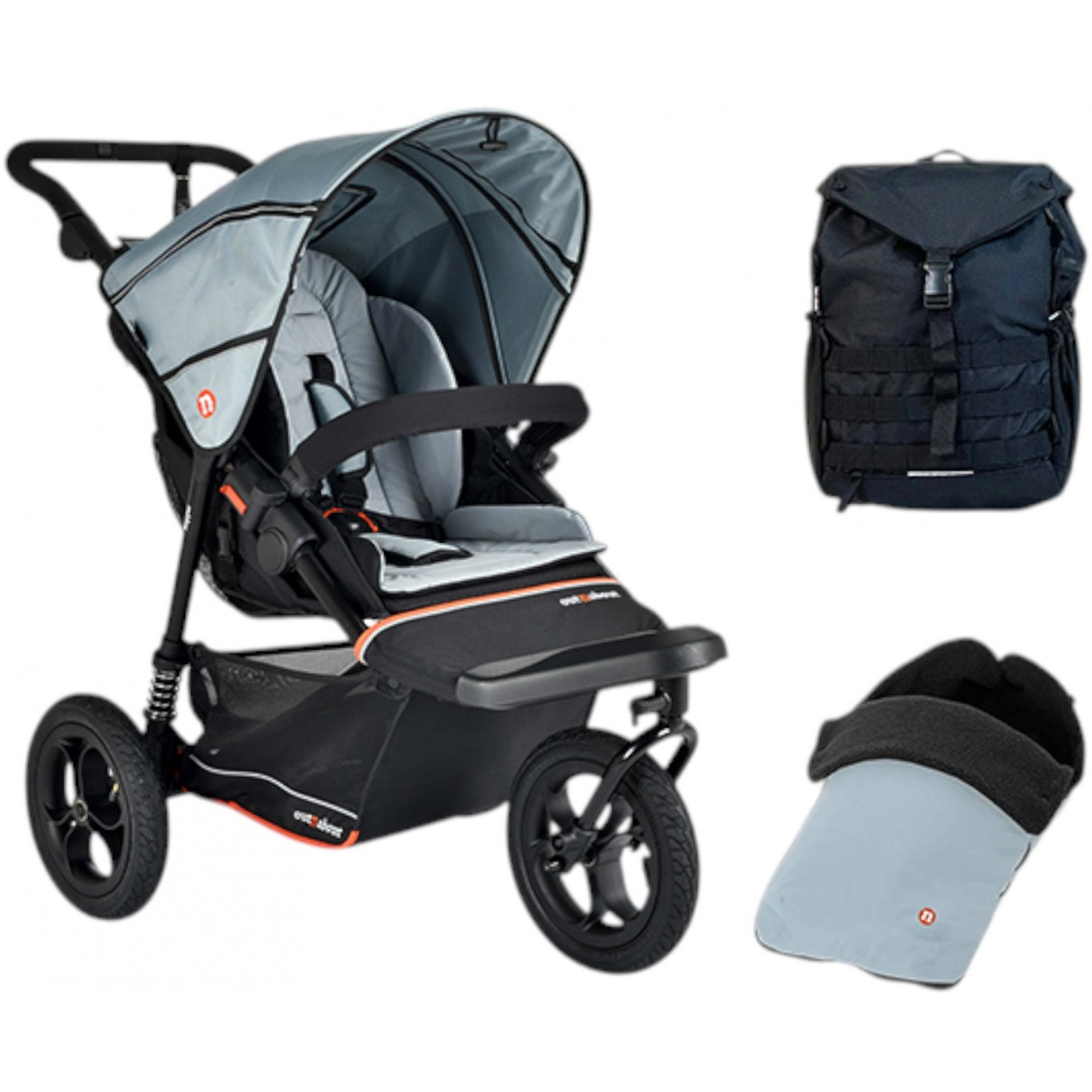Out 'n' About Nipper V6 All Terrain Adventure Bundle Rocksalt Grey