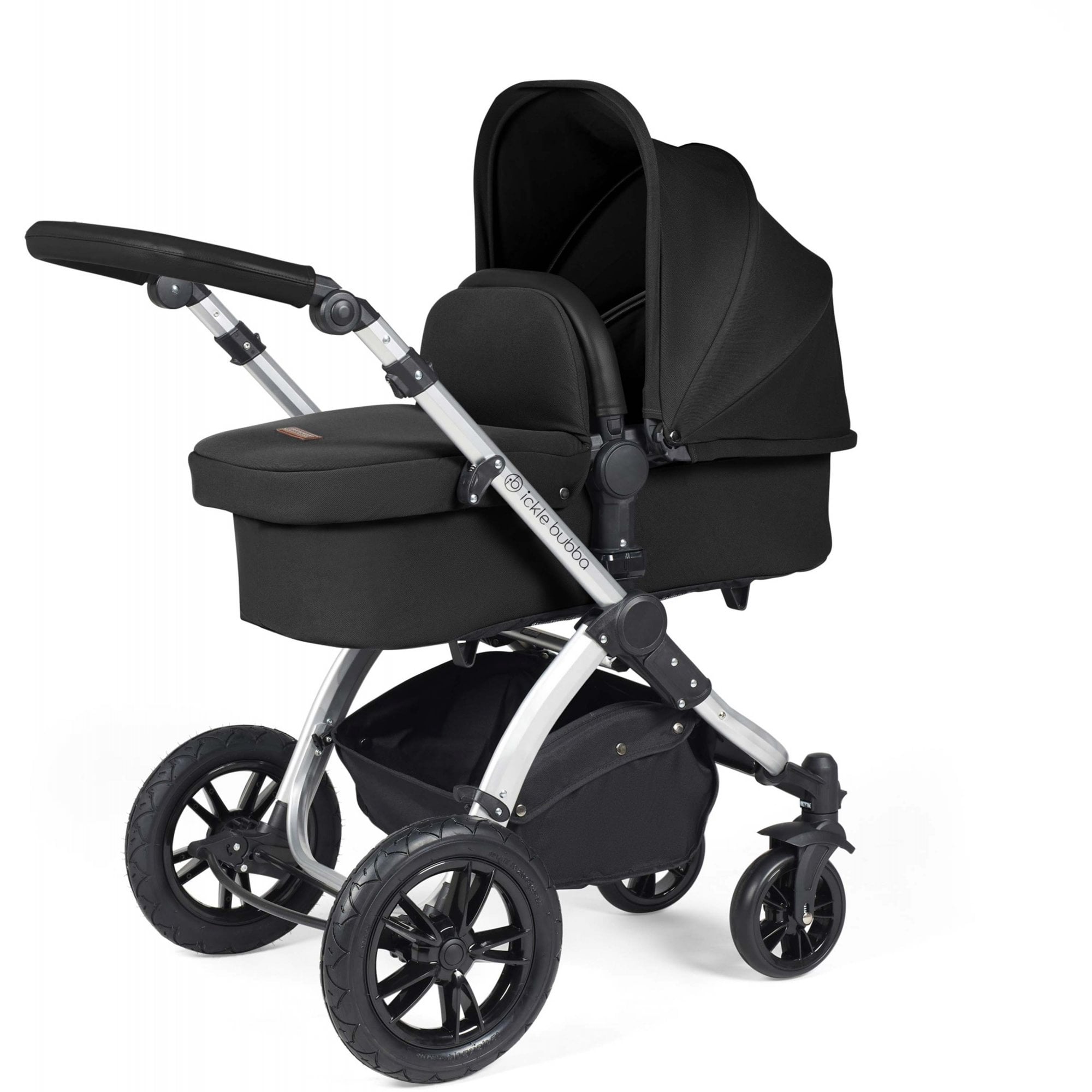 Ickle Bubba Stomp Luxe 12 Piece Travel System + Nimbus Car Seat & ISOFIX Base Midnight