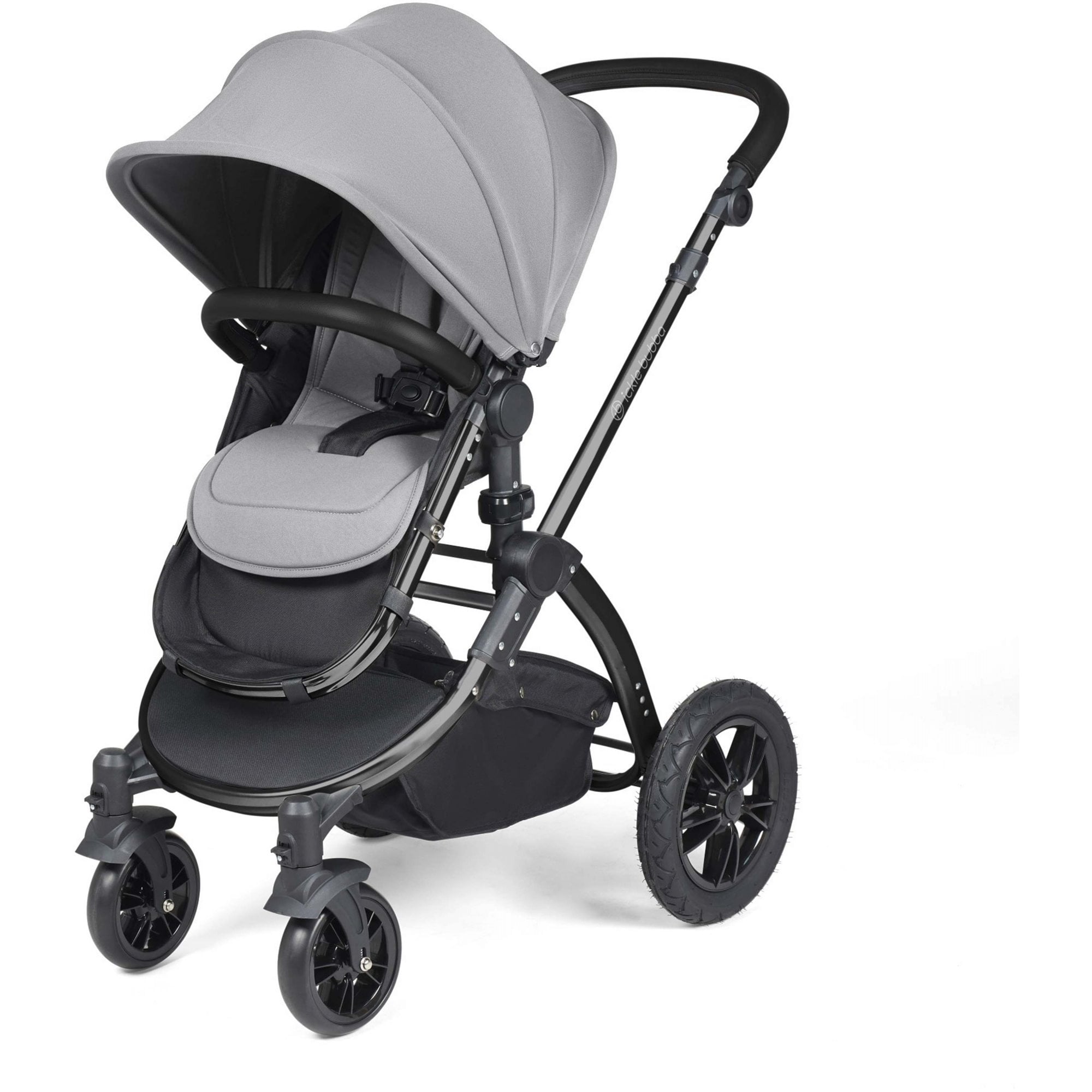 Ickle Bubba Stomp Luxe 12 Piece Travel System + Nimbus Car Seat & ISOFIX Base Pearl Grey