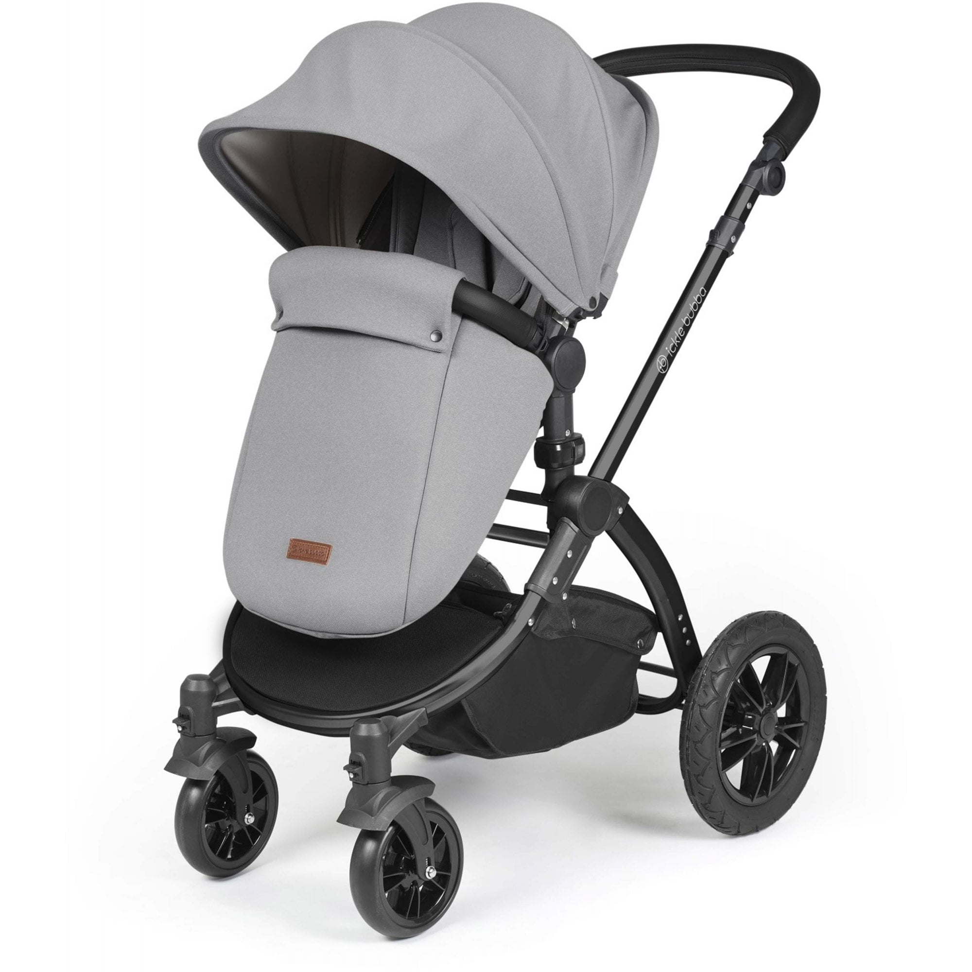 Ickle Bubba Stomp Luxe 12 Piece Travel System + Nimbus Car Seat & ISOFIX Base Pearl Grey