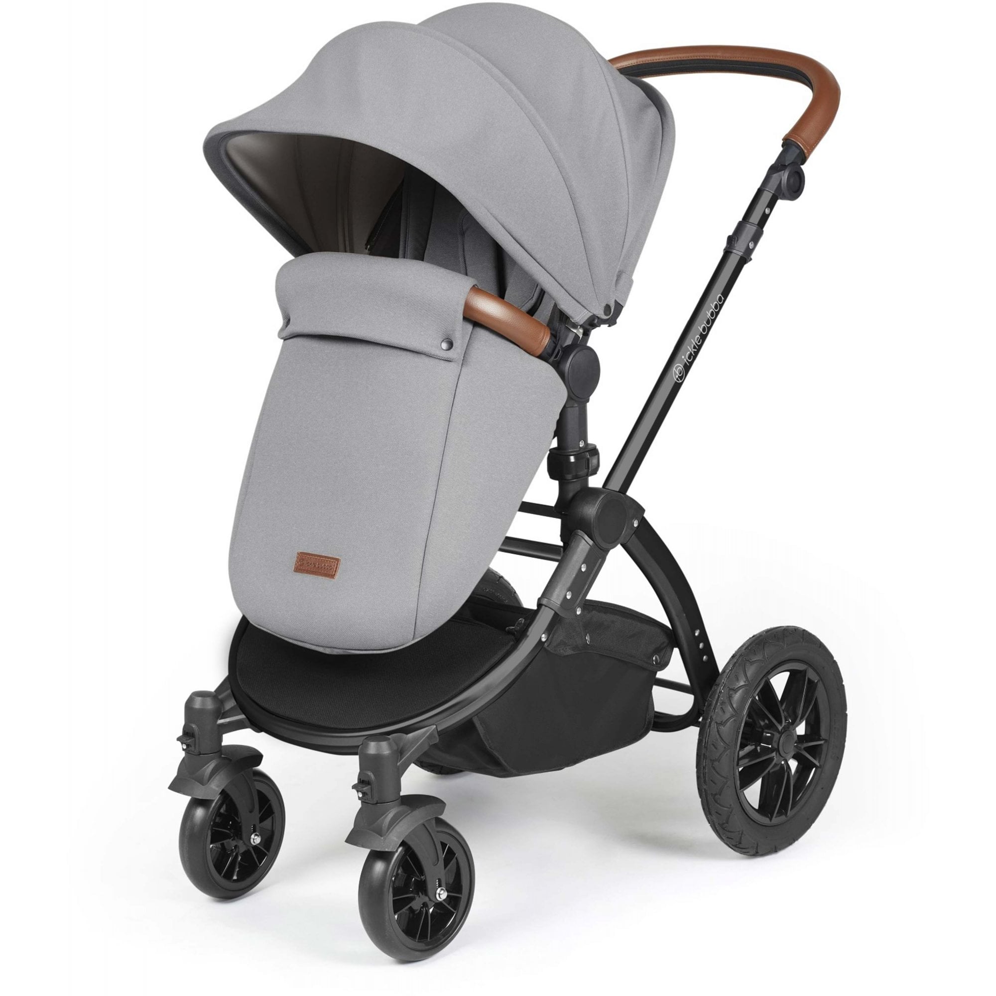 Ickle Bubba Stomp Luxe 12 Piece Travel System + Nimbus Car Seat & ISOFIX Base Pearl Grey