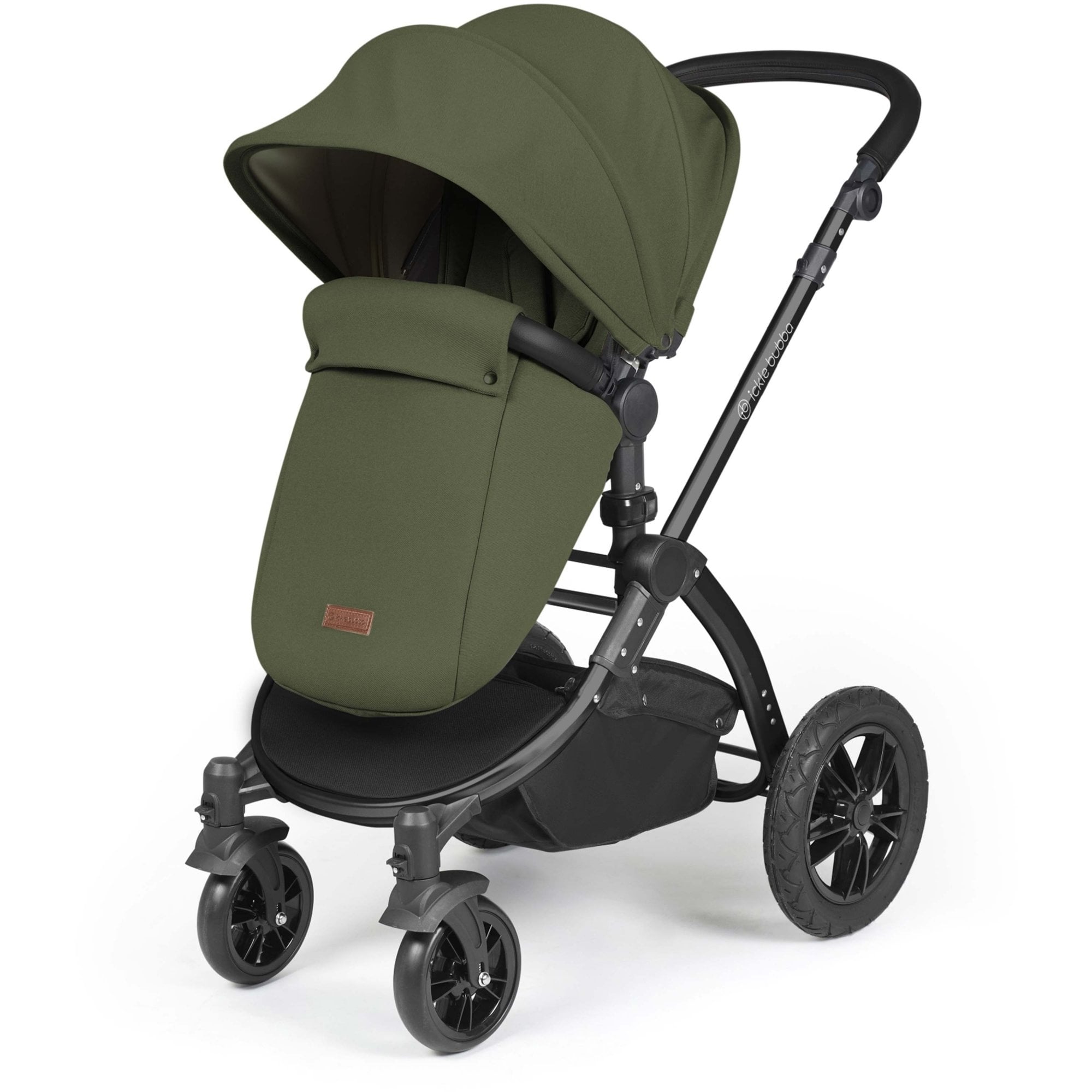 Ickle Bubba Stomp Luxe 12 Piece Travel System + Nimbus Car Seat & ISOFIX Base Woodland