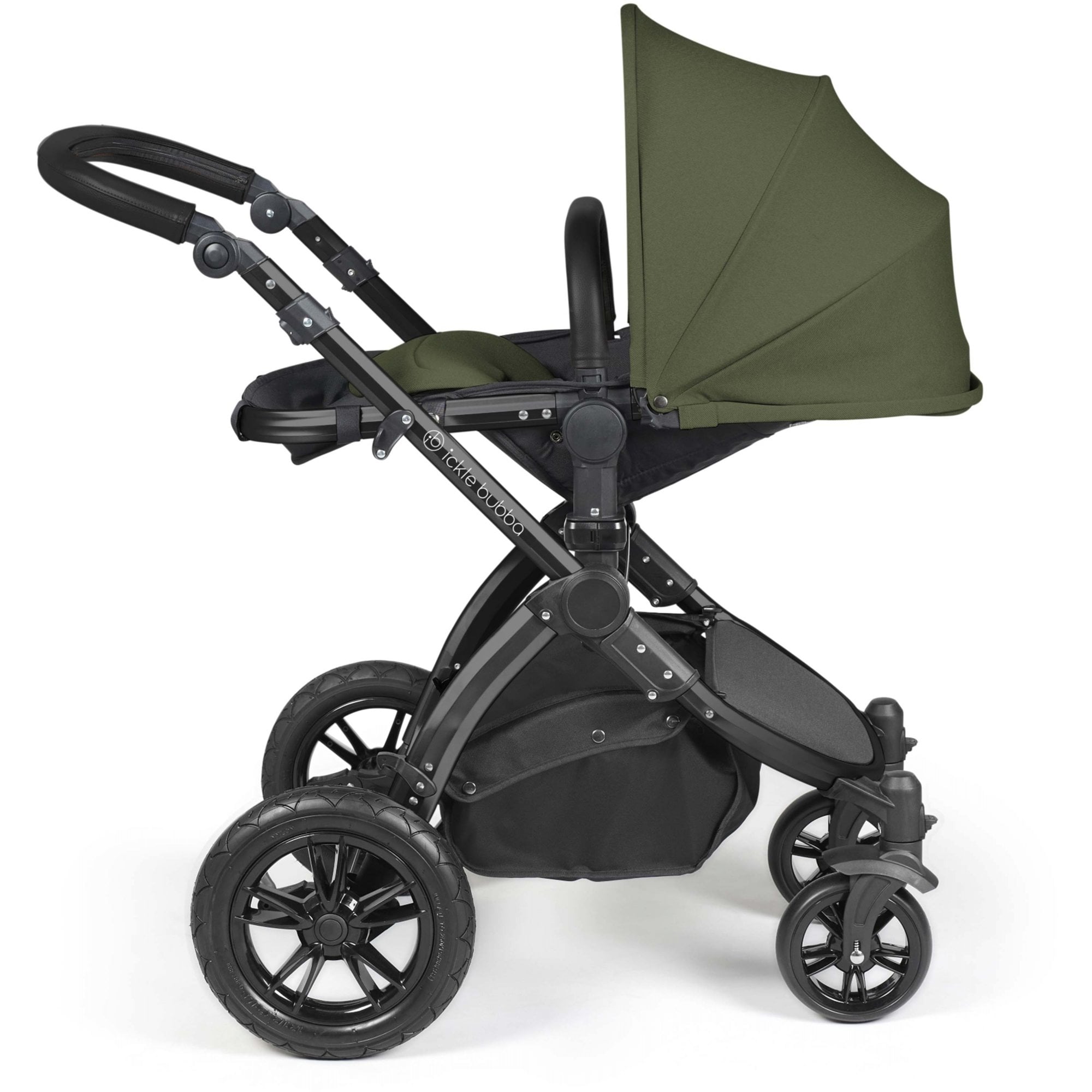 Ickle Bubba Stomp Luxe 12 Piece Travel System + Nimbus Car Seat & ISOFIX Base Woodland