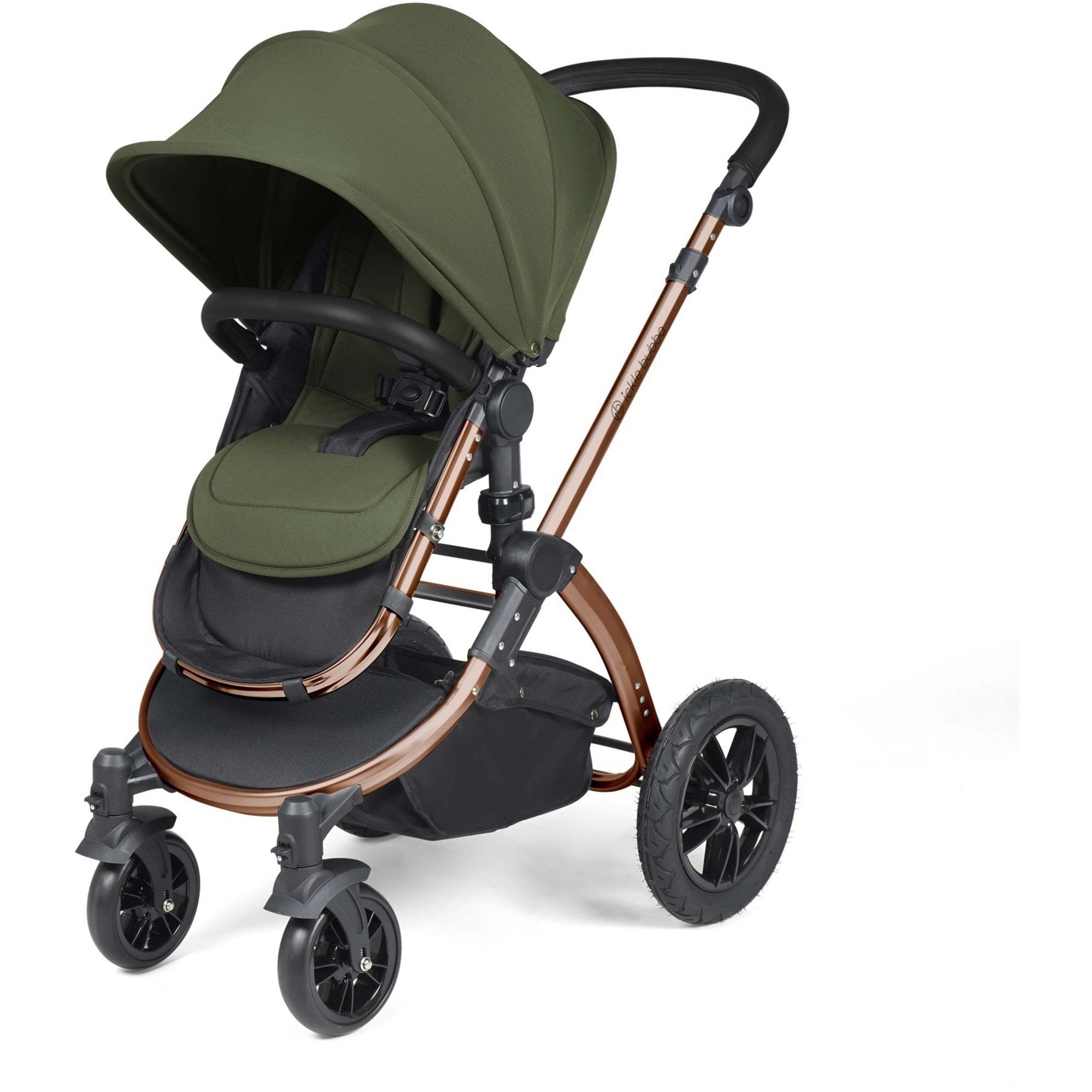 Ickle Bubba Stomp Luxe 12 Piece Travel System + Nimbus Car Seat & ISOFIX Base Woodland