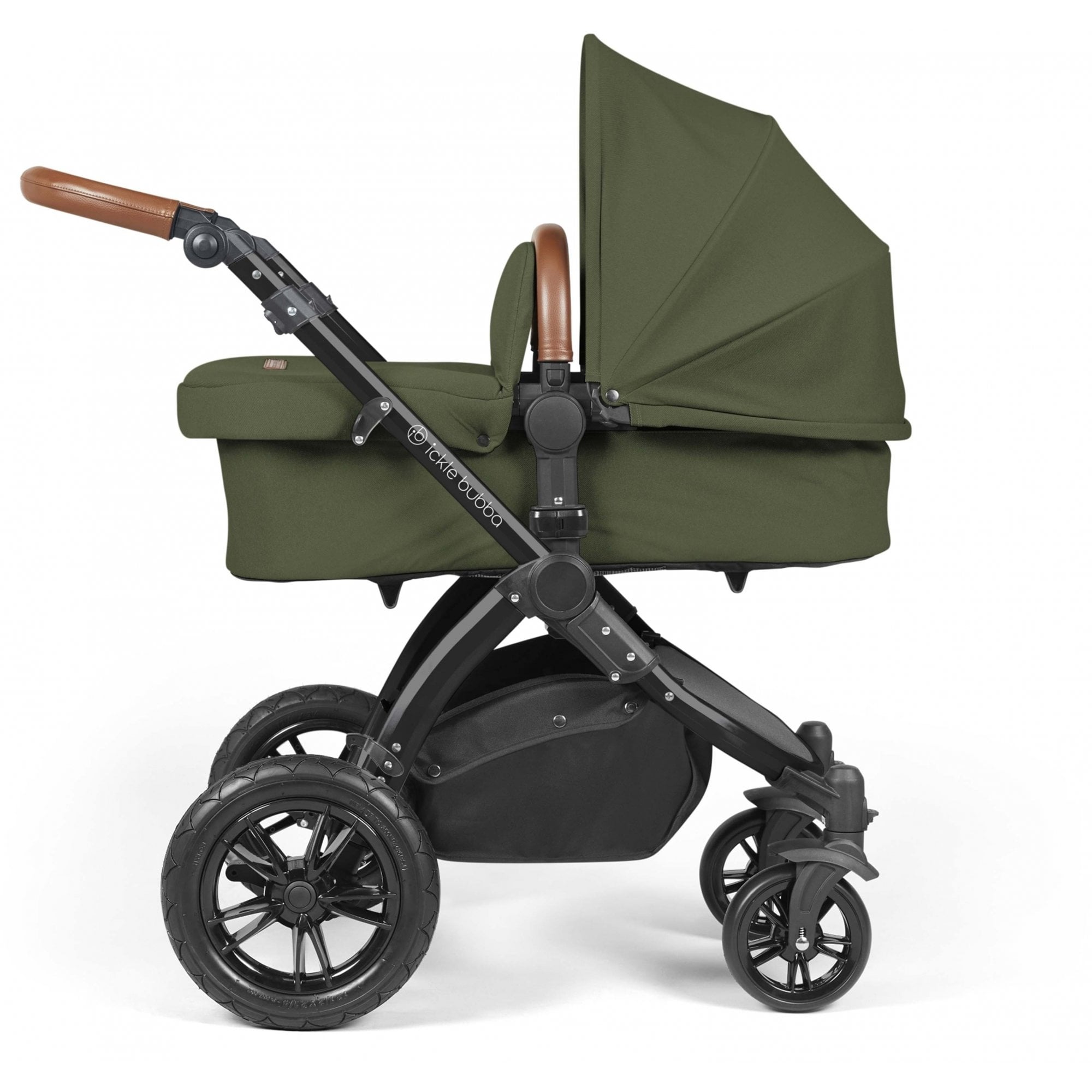 Ickle Bubba Stomp Luxe 12 Piece Travel System + Nimbus Car Seat & ISOFIX Base Woodland