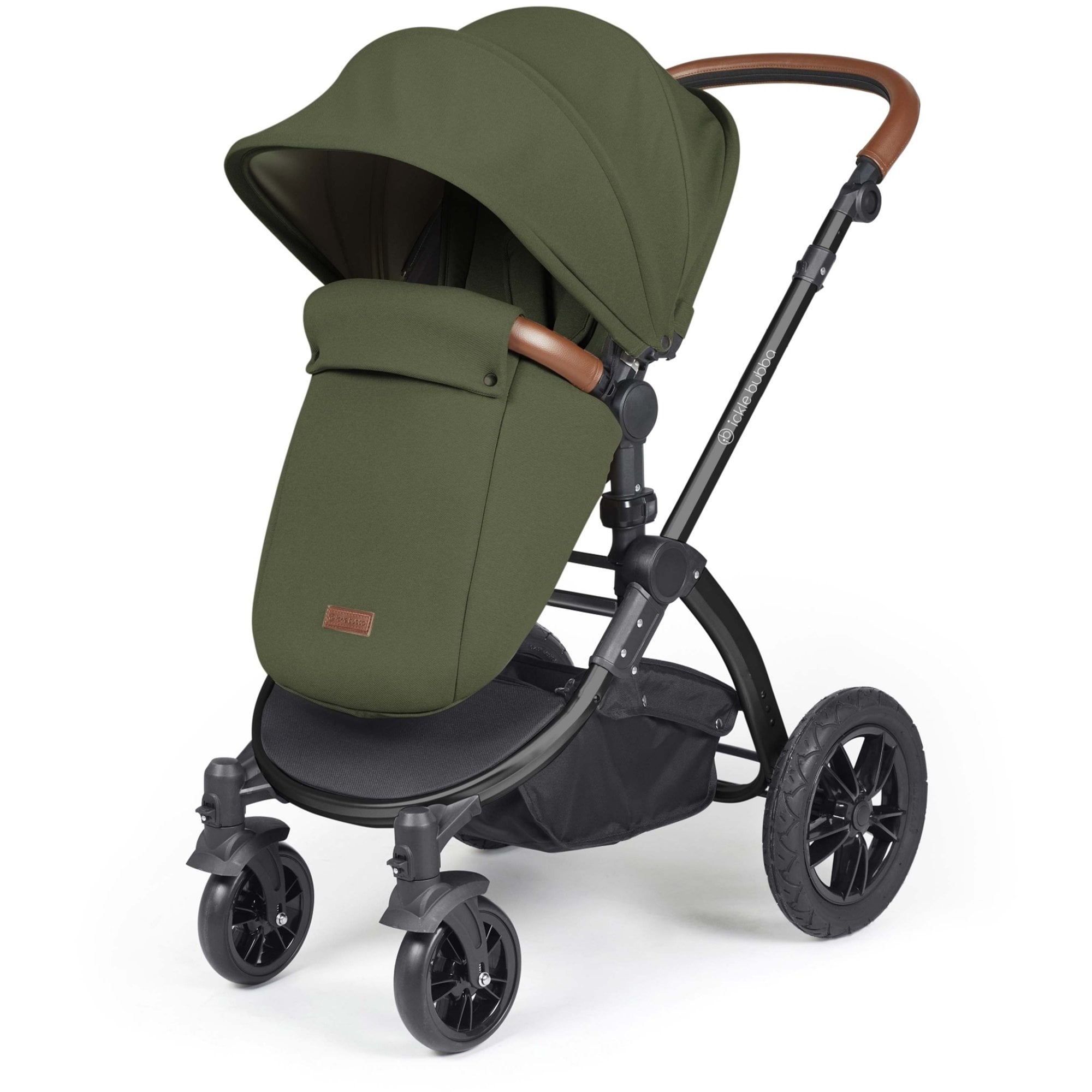 Ickle Bubba Stomp Luxe 12 Piece Travel System + Nimbus Car Seat & ISOFIX Base Woodland