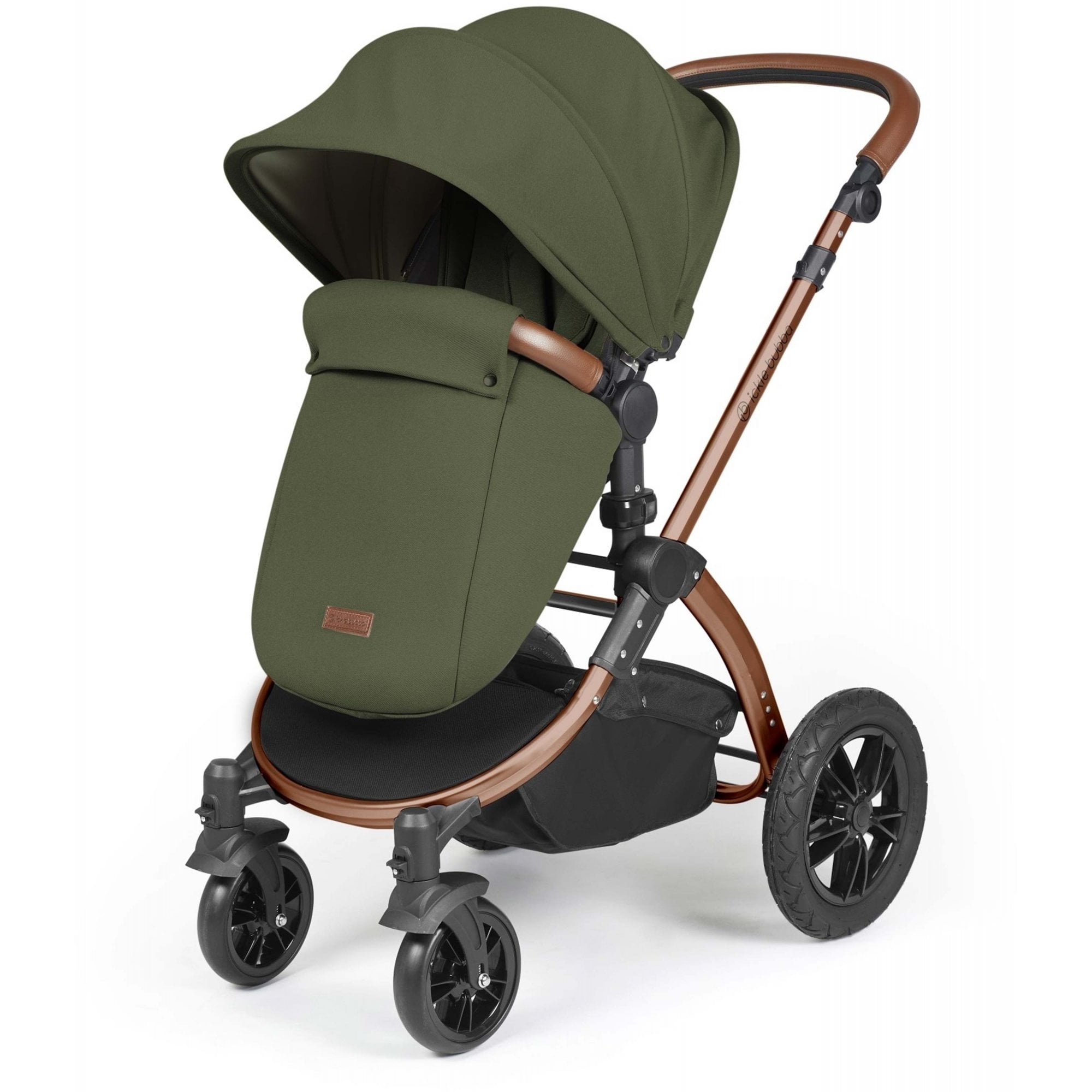 Ickle Bubba Stomp Luxe 12 Piece Travel System + Nimbus Car Seat & ISOFIX Base Woodland