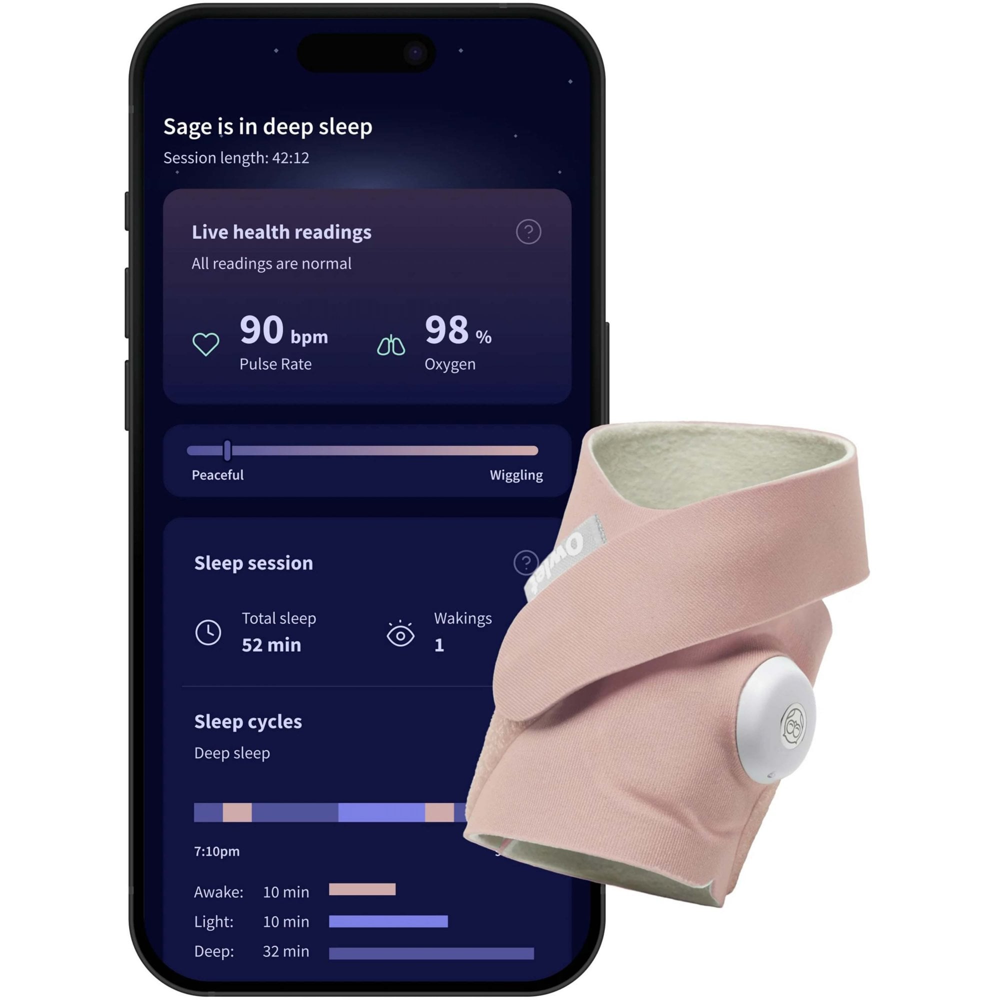 Owlet Dream Sock™ Dusty Rose