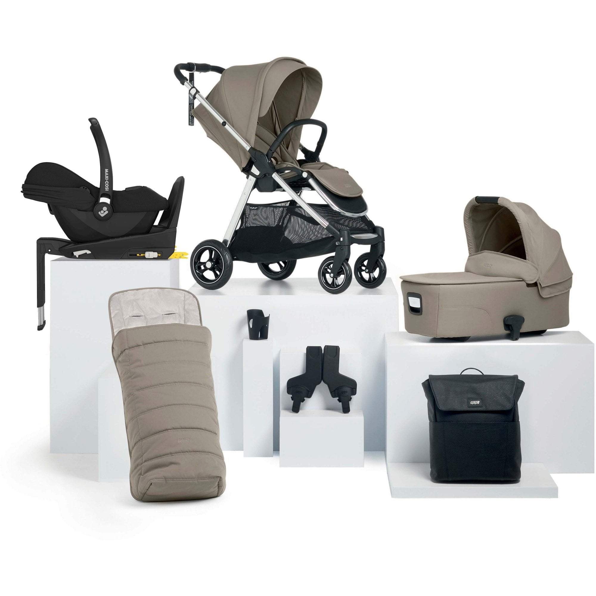 Mamas & Papas Flip XT3 Essential Bundle Sage Gray + Cabriofix I-Size Car Seat + Base