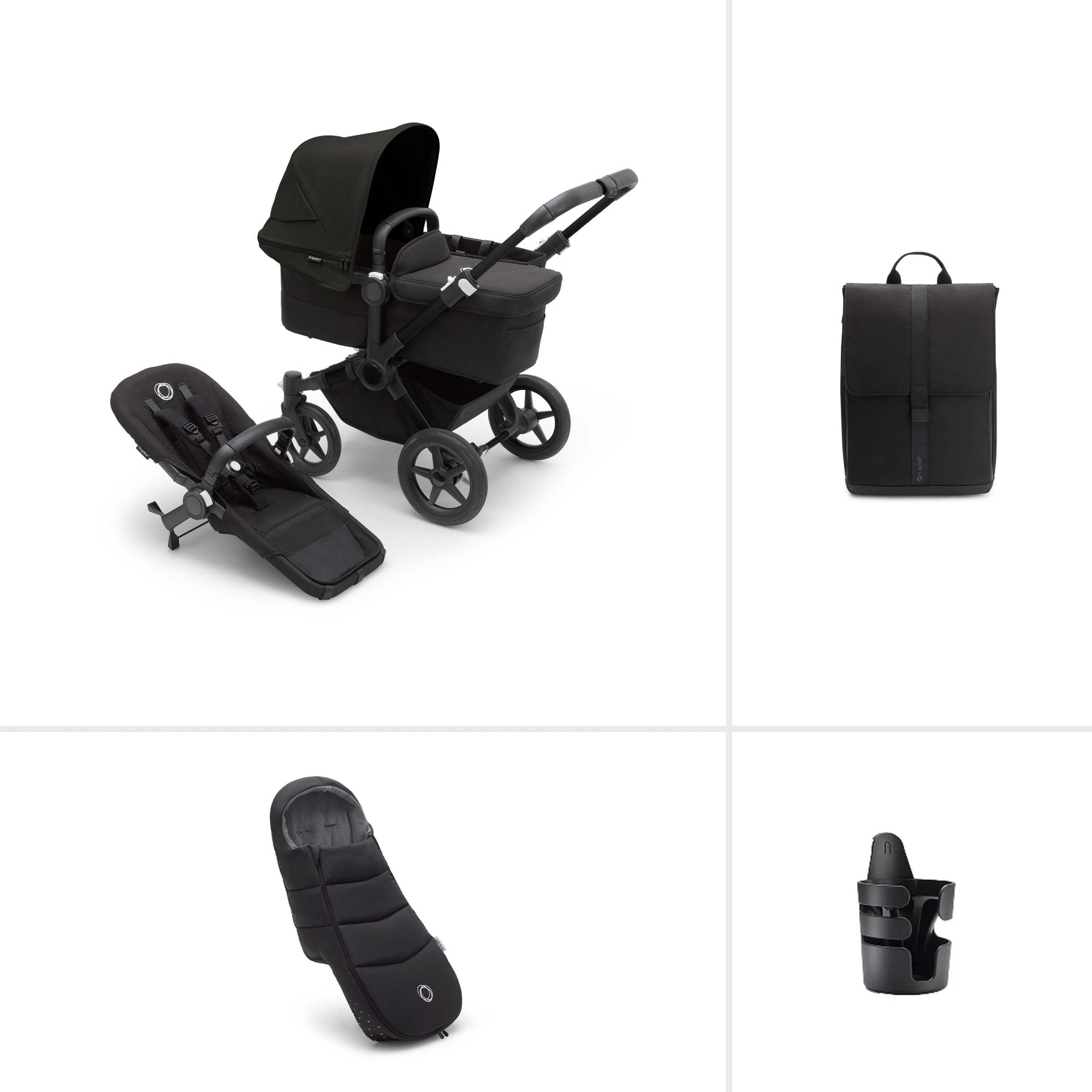 Bugaboo Donkey 5 Mono Pram Complete Essential Bundle Midnight Black