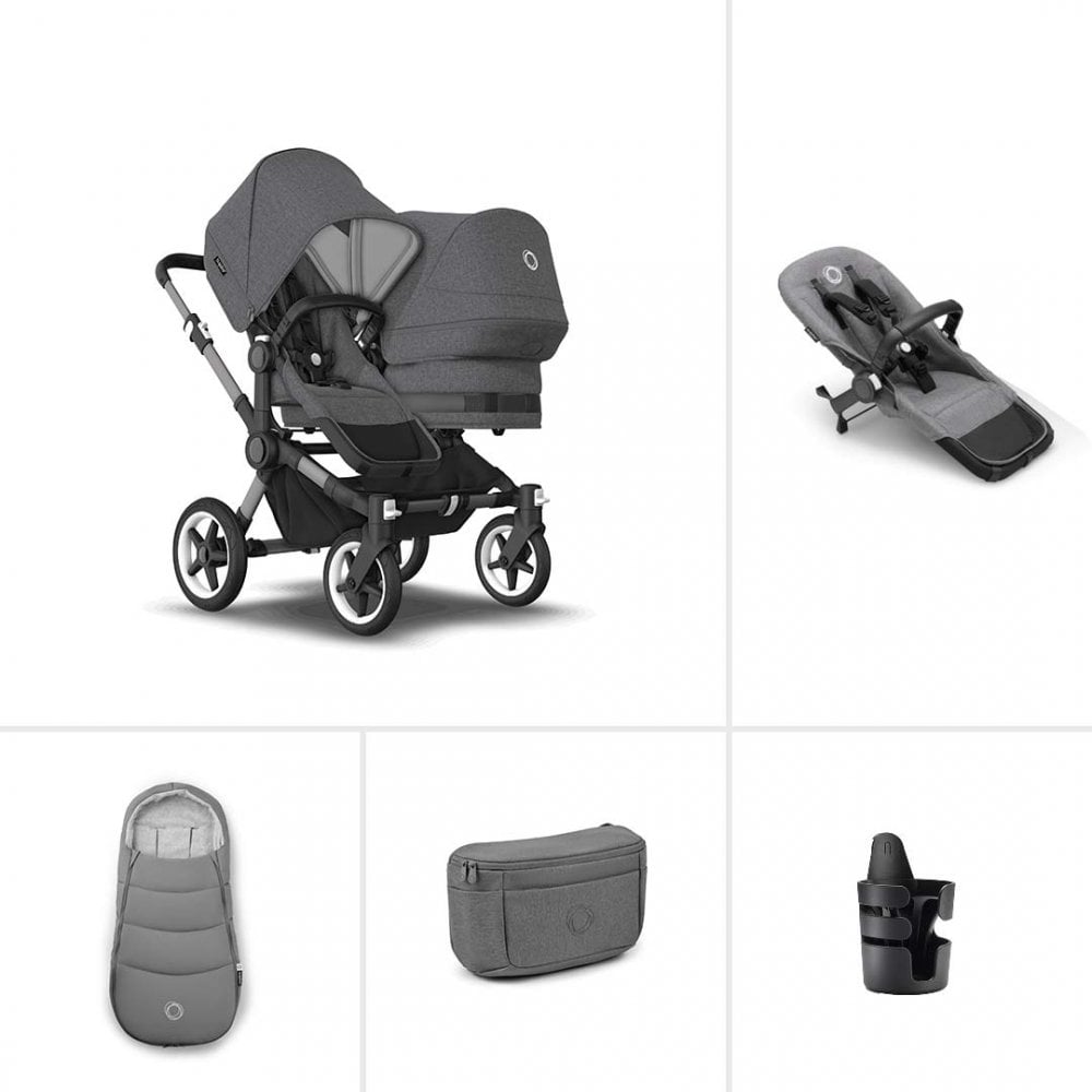 Bugaboo Donkey 5 Duo Pram Complete Essential Bundle Grey Melange