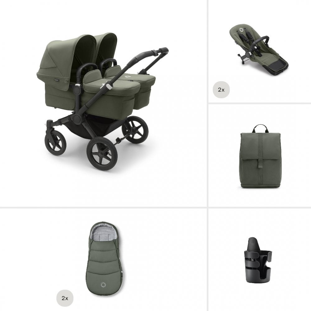 Bugaboo Donkey 5 Twin Complete Essential Bundle Forest Green
