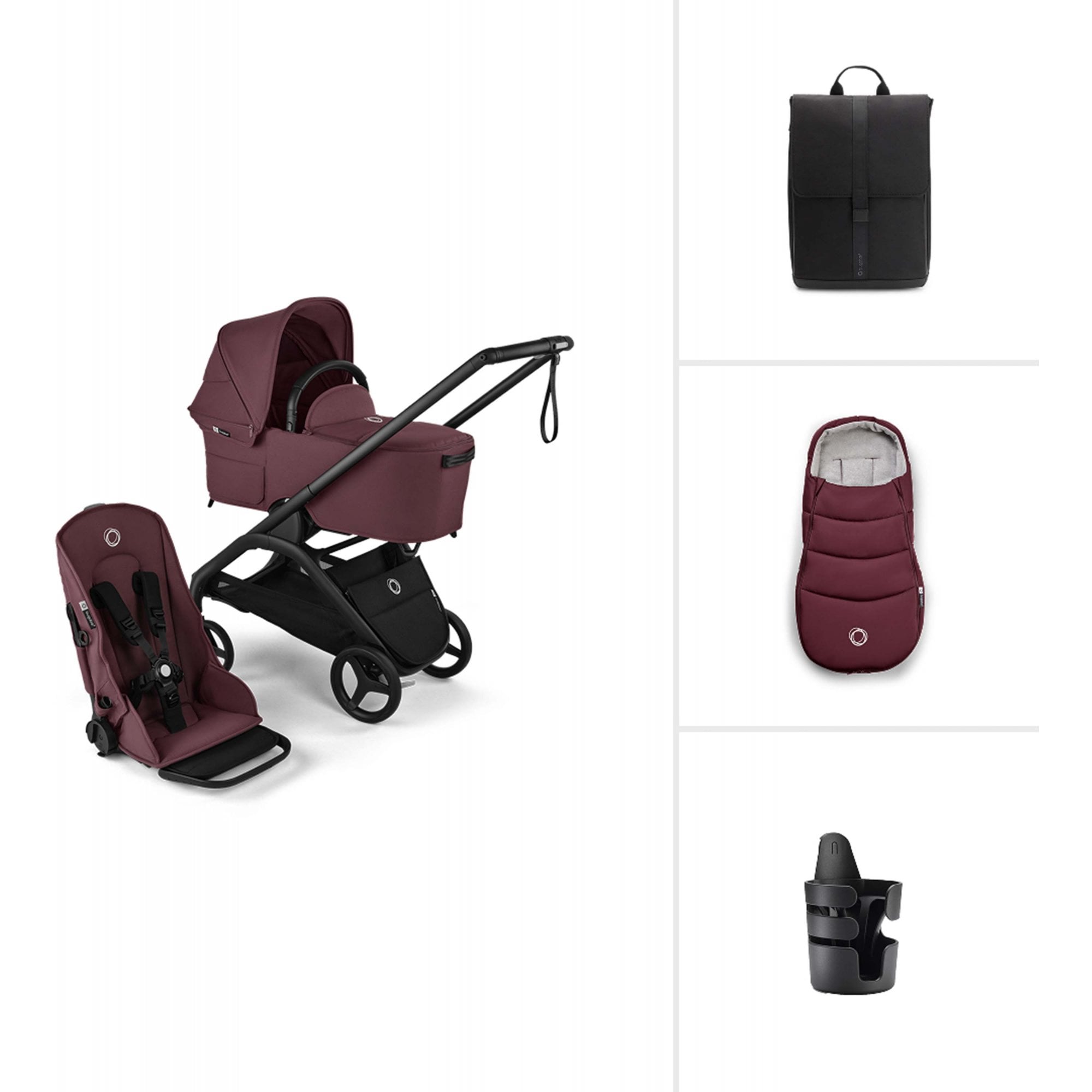 Bugaboo Dragonfly Complete Essential Bundle Dark Cherry