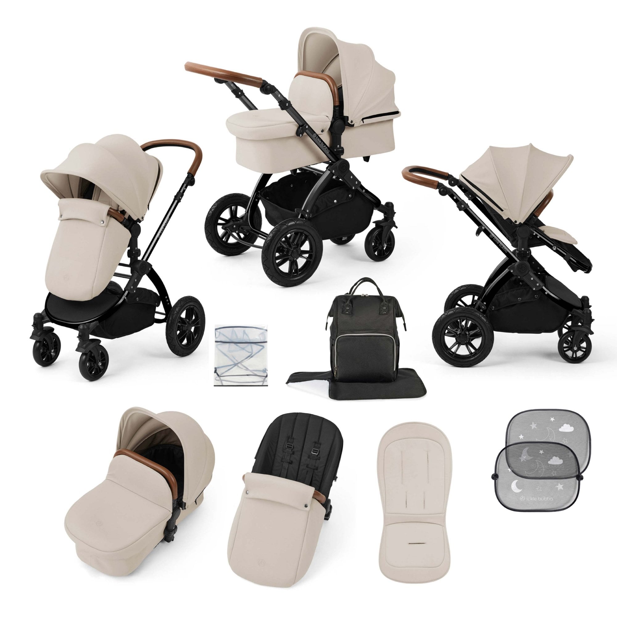 Ickle Bubba Stomp Luxe 9 Piece Pram Stone