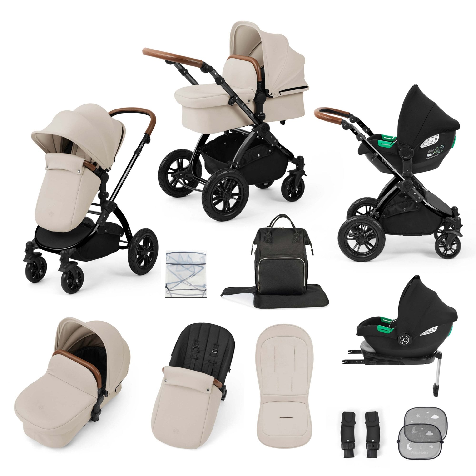 Ickle Bubba Stomp Luxe 12 Piece Travel System & Cirrus Car Seat + Base Stone