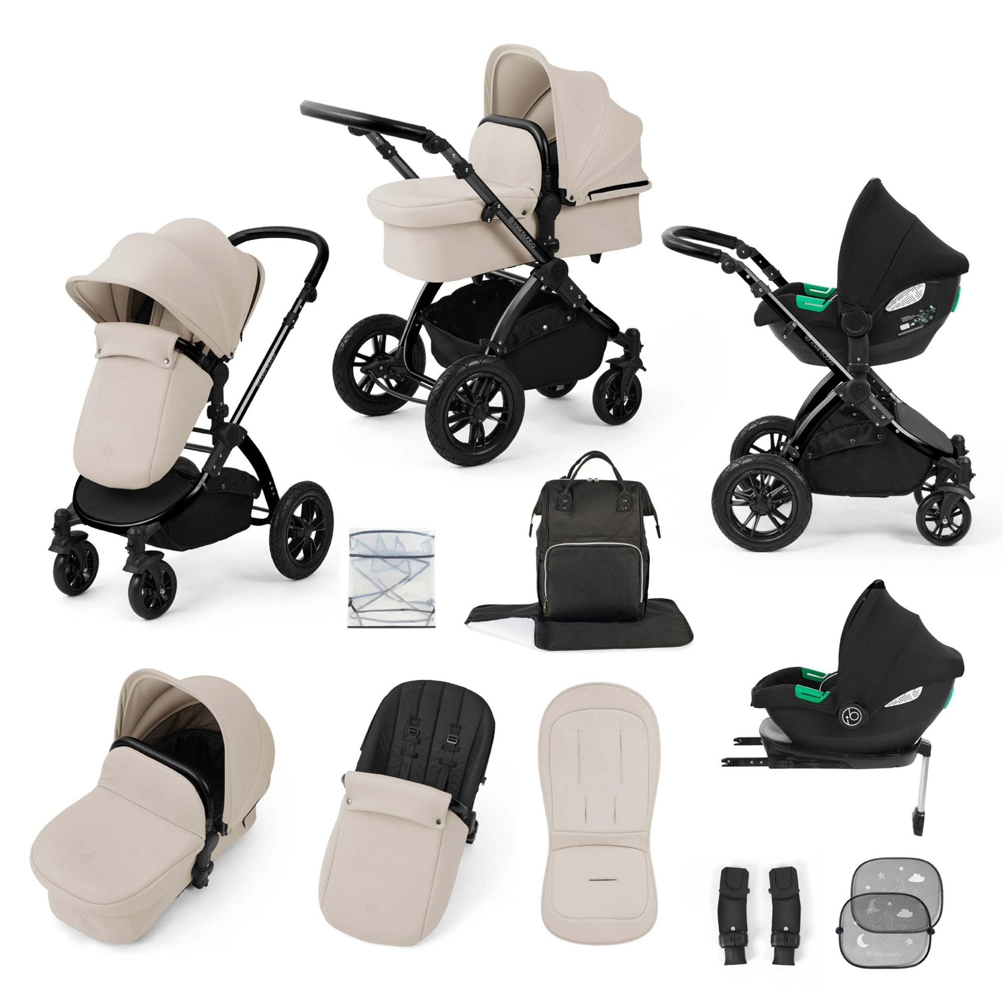 Ickle Bubba Stomp Luxe 12 Piece Travel System & Cirrus Car Seat + Base Stone
