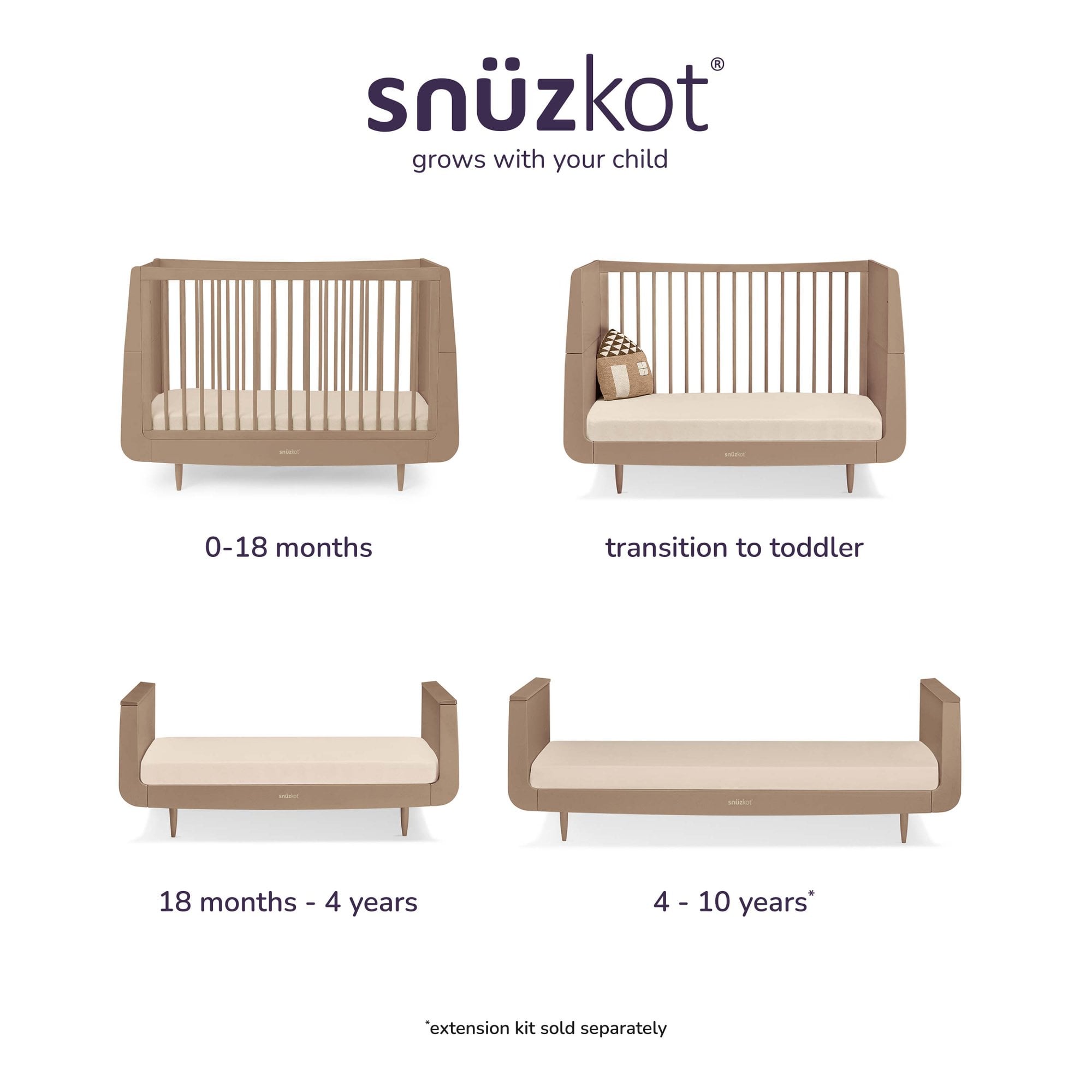 Snuz Snuzkot Skandi Cot Bed Mocha
