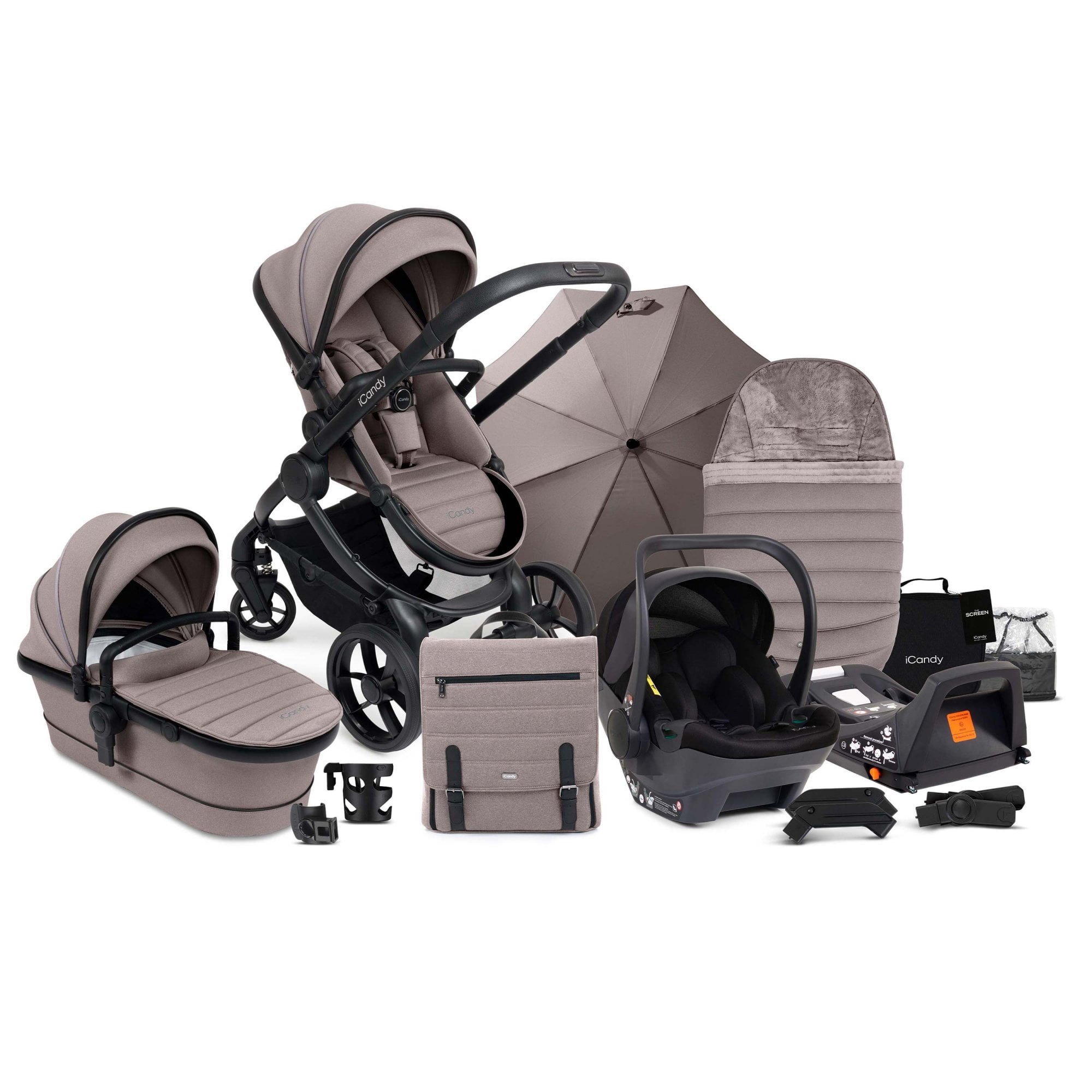 iCandy Peach 7 Complete Bundle Porcini + Cocoon & Base