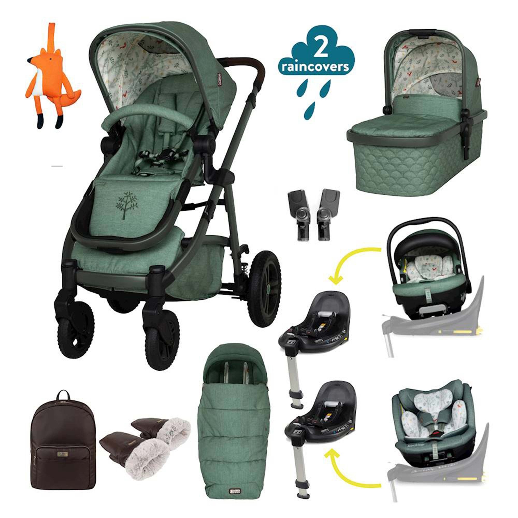 Cosatto Wow 3 Family All Stage Duo Base All Seasons Bundle Meadow