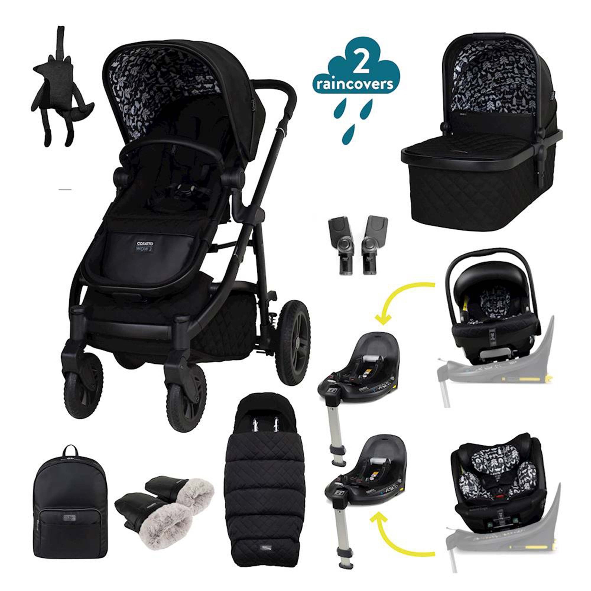 Cosatto Wow 3 Family All Stage Duo Base All Seasons Bundle Silhouette