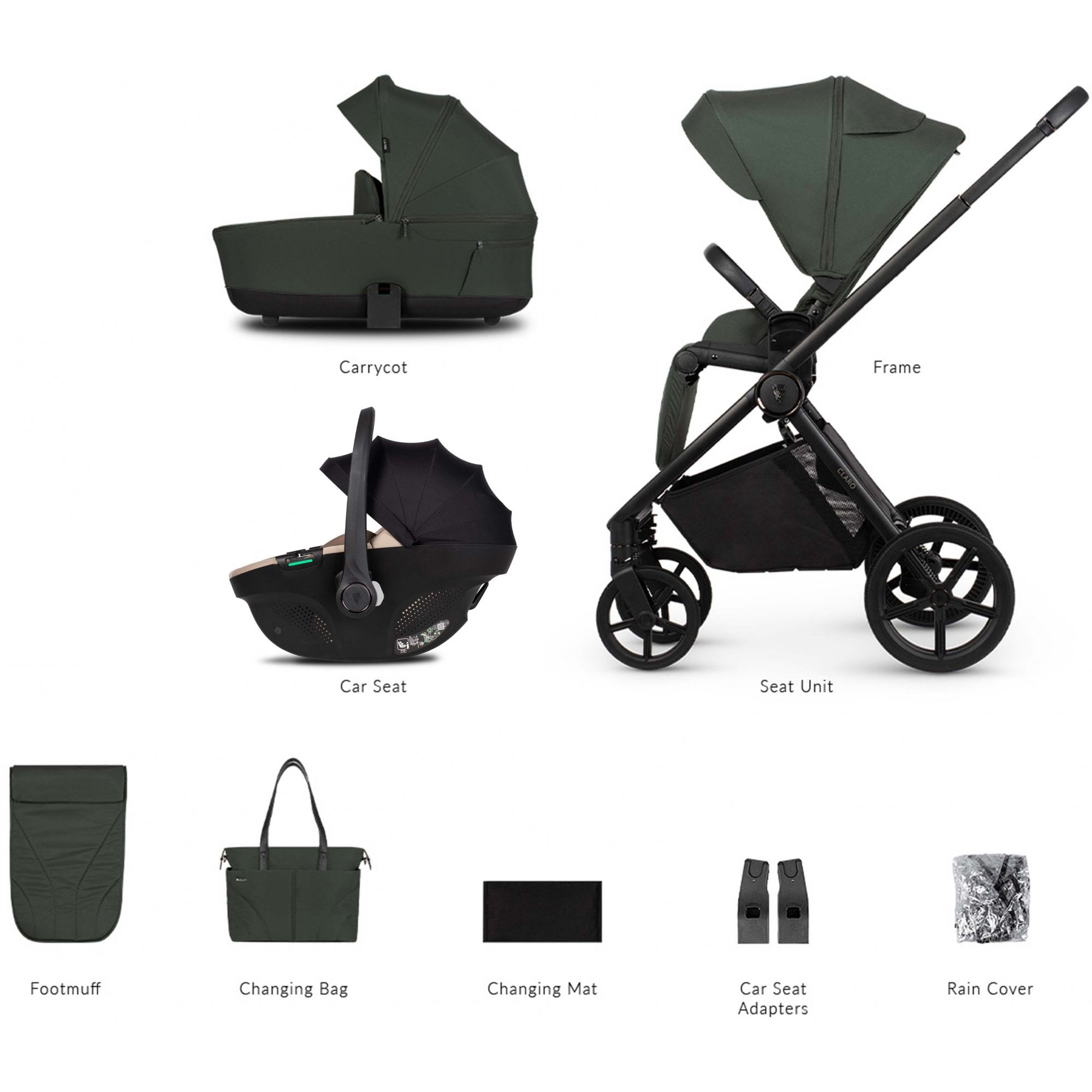 Venicci Claro 3in1 Pram Forest + Tiago Beige