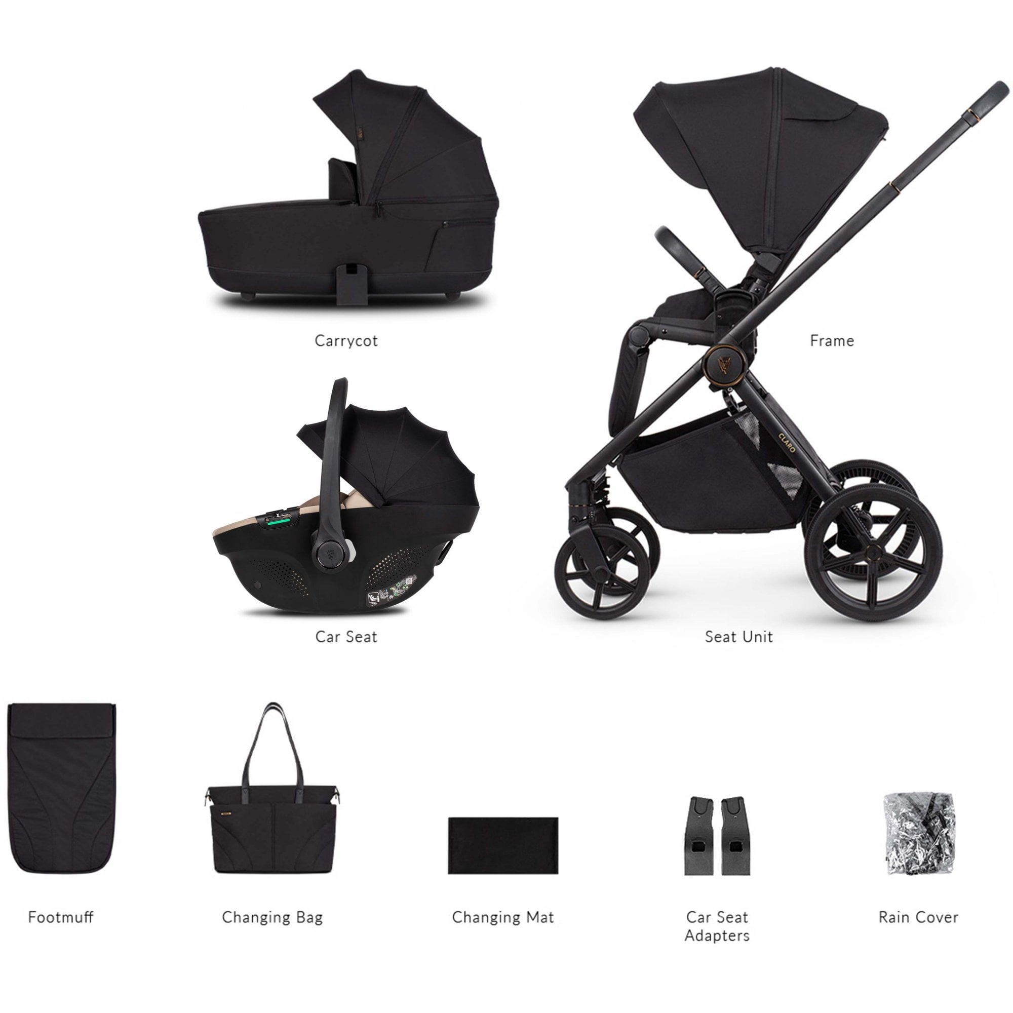 Venicci Claro 3in1 Pram Noir + Tiago Beige