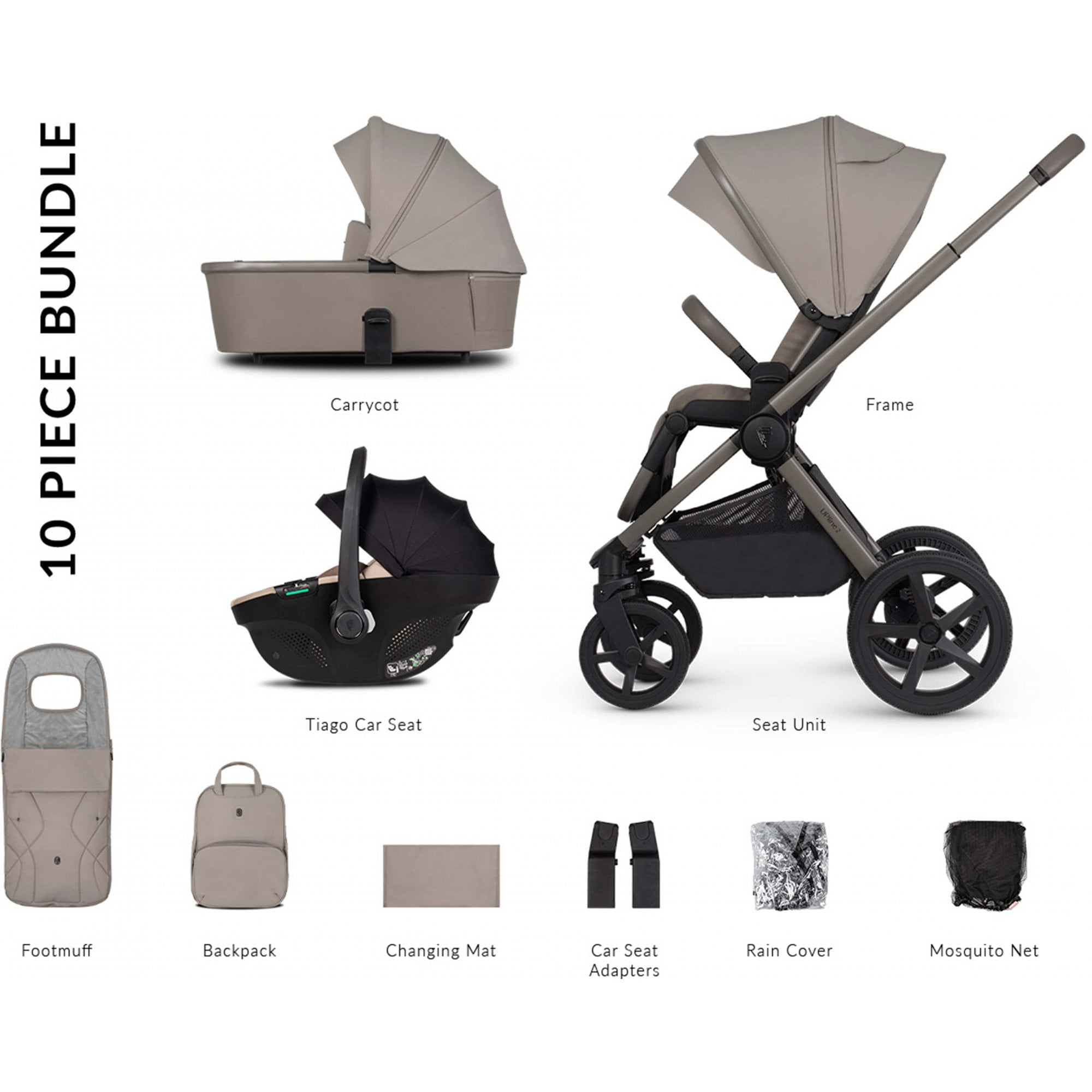 Venicci Upline 2 Taupe 3in1 Travel System + Tiago Beige