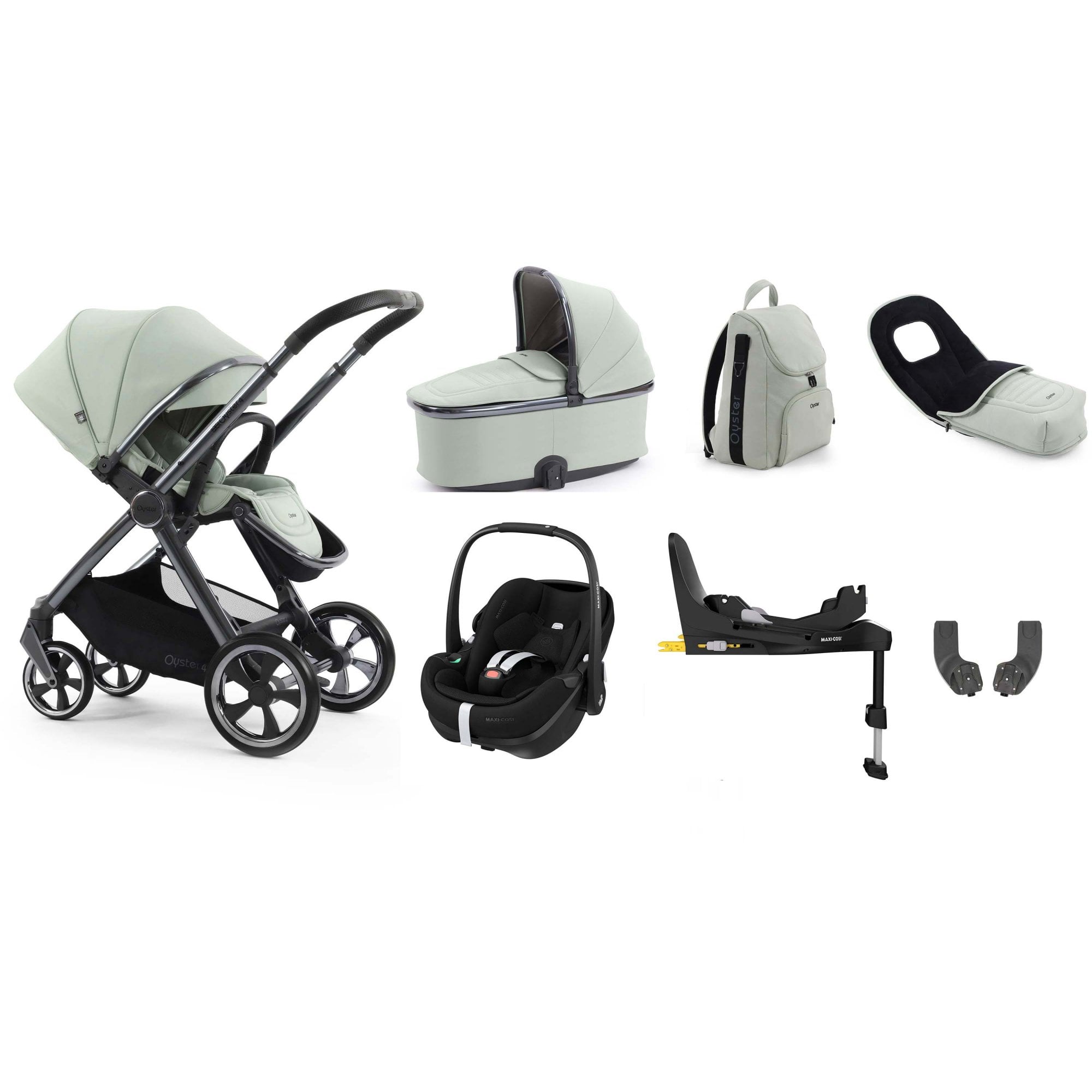 Oyster 4 Luxury Bundle Pistachio + Pebble 360 Pro 2 Car Seat