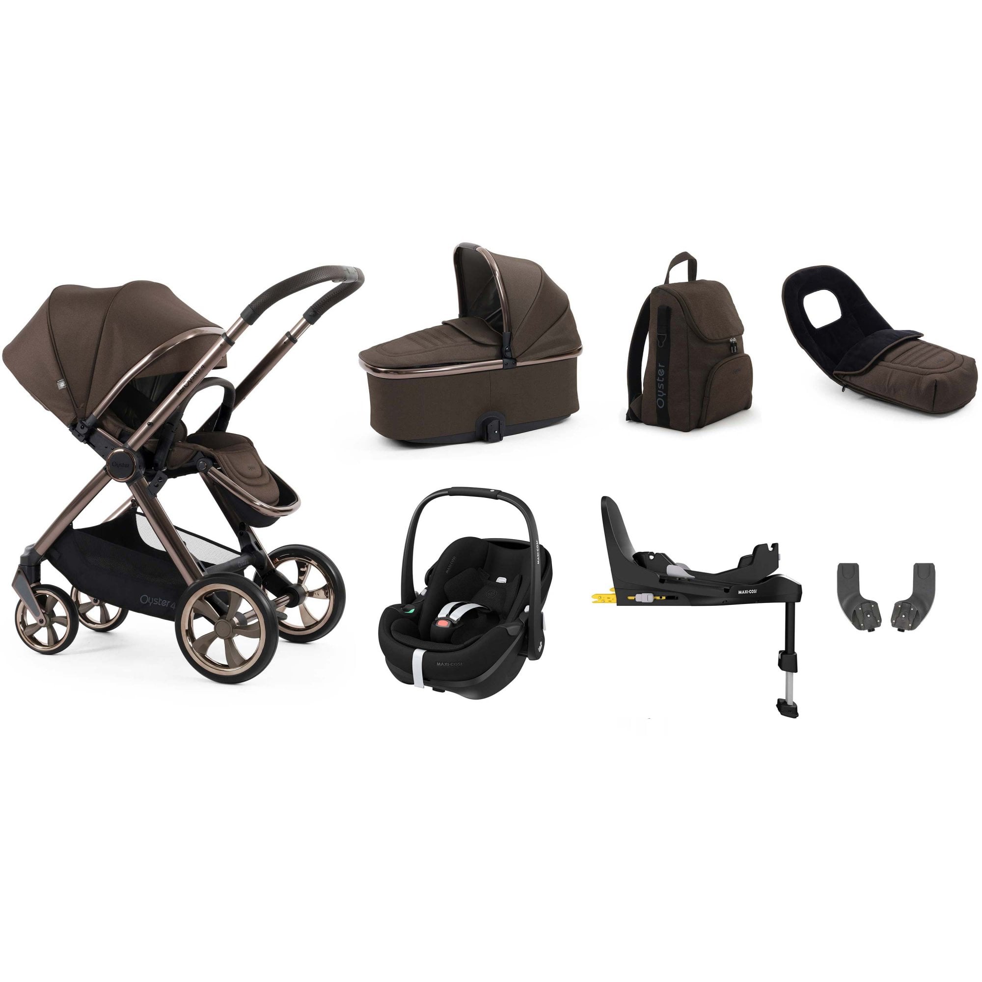 Oyster 4 Luxury Bundle Chocolate Velvet + Pebble 360 Pro 2 Car Seat