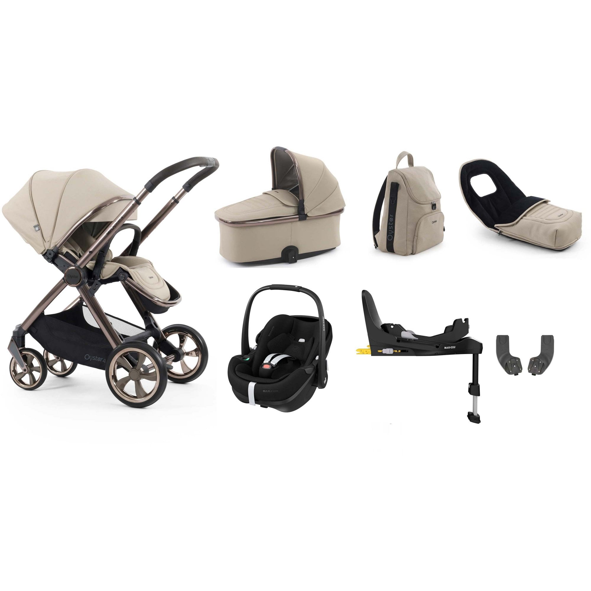 Oyster 4 Luxury Bundle Buttermilk + Pebble 360 Pro 2 Car Seat