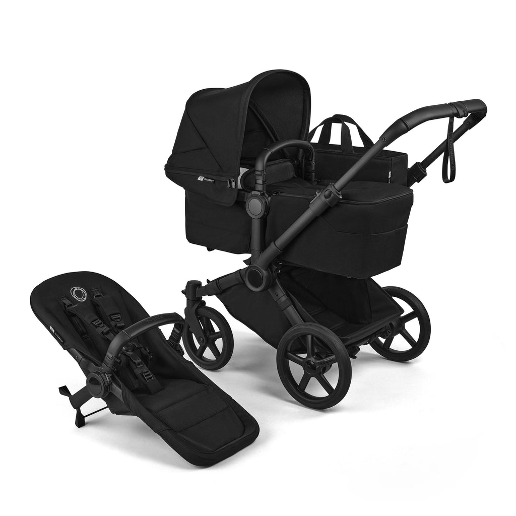 Black Donkey 6 Single stroller with attached bassinet on a white background