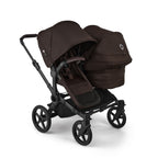Brown Bugaboo Donkey 6 double stroller on a white background