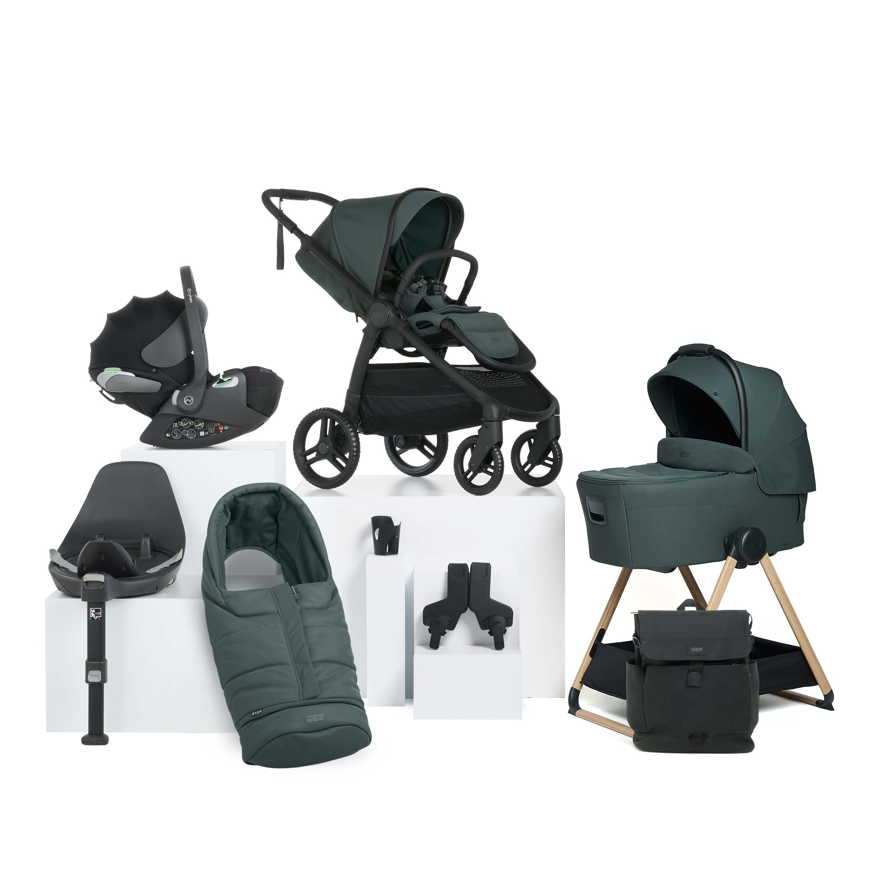 Mamas & Papas Ocarro 2 Pushchair Bundle – Teal | Cloud T Car Seat & ISOFIX Base