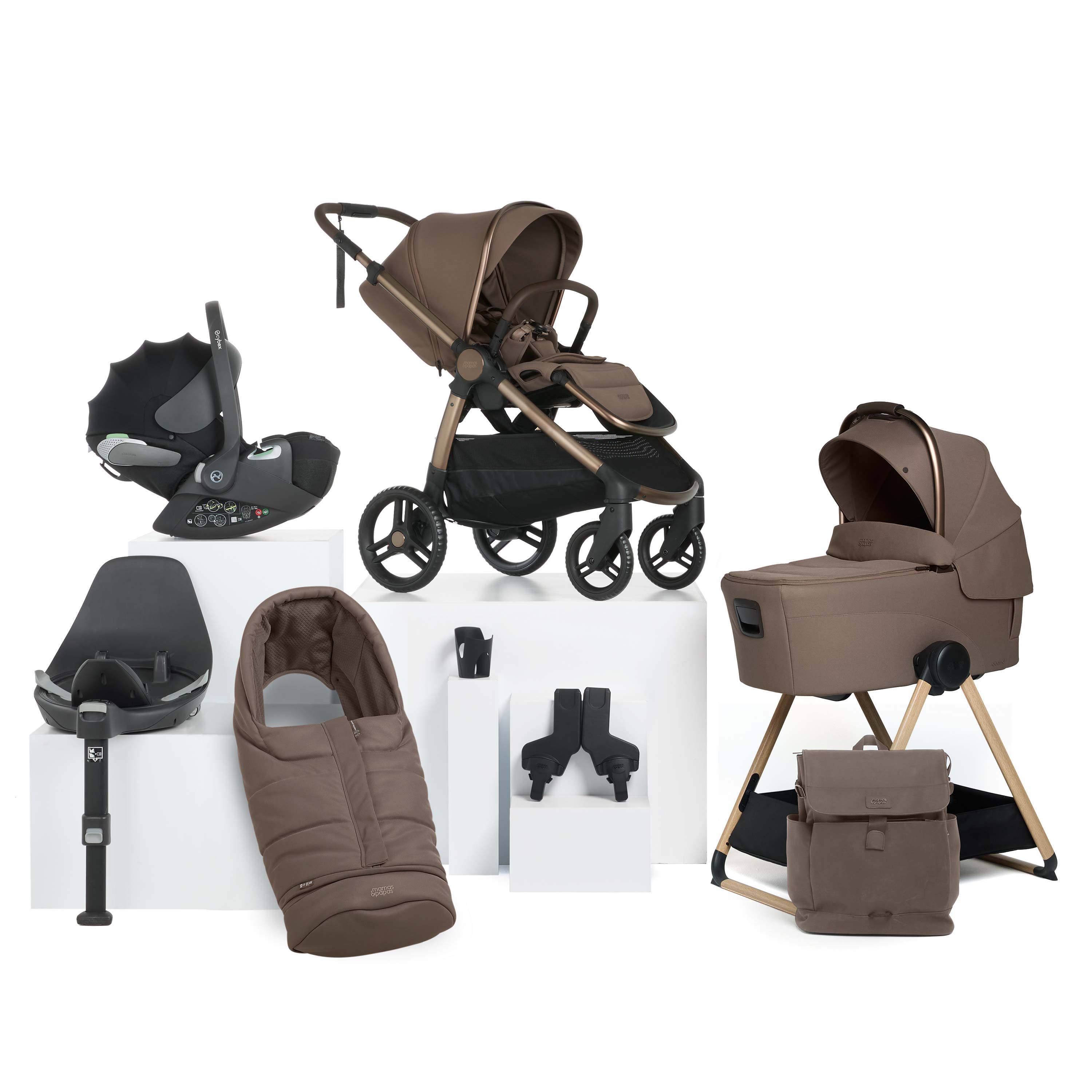 Mamas & Papas Ocarro 2 Pushchair Bundle – Crema | Cloud T Car Seat & ISOFIX Base