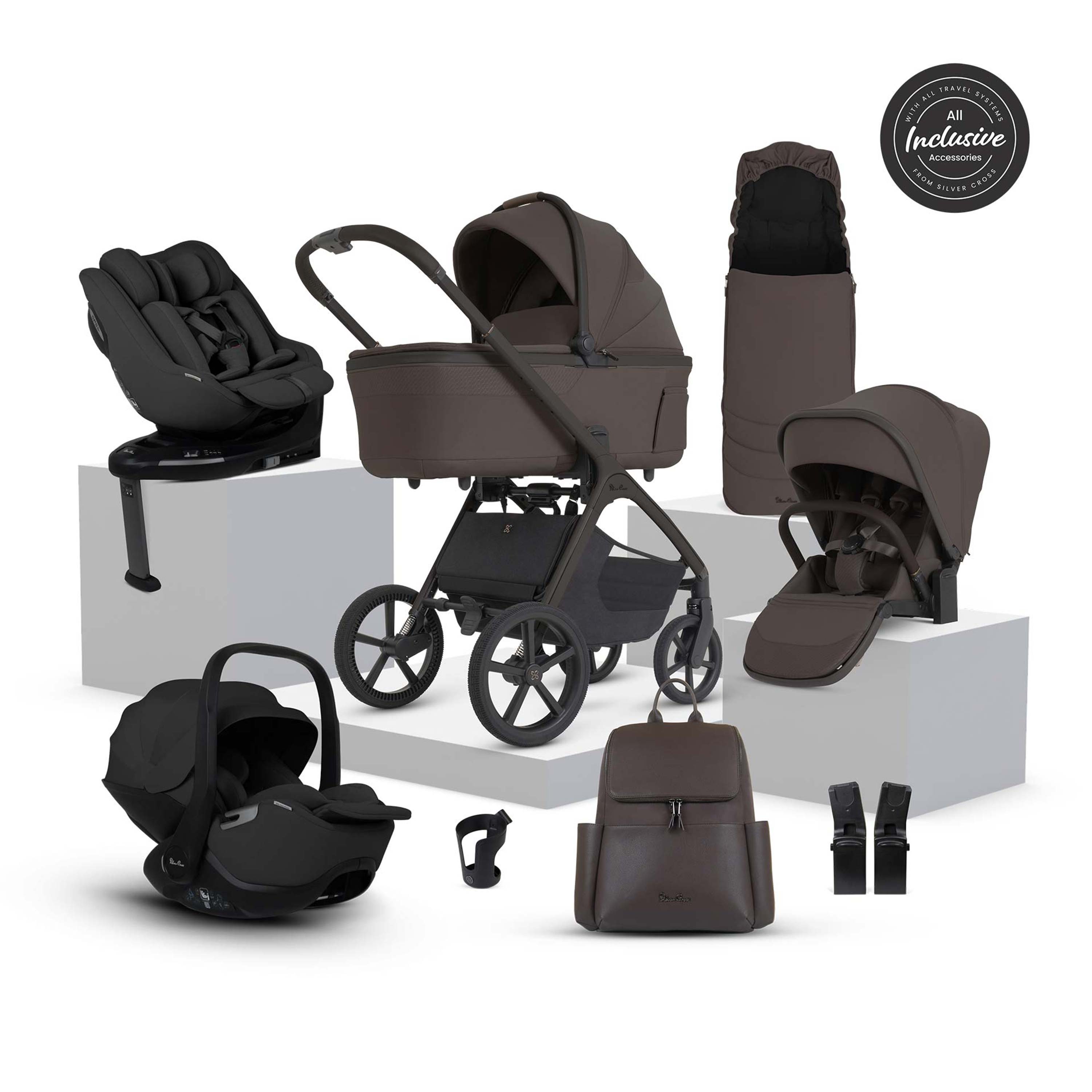 Silver Cross Cove 2 Ultimate 360 Family Car Seat Bundle | Chocolate