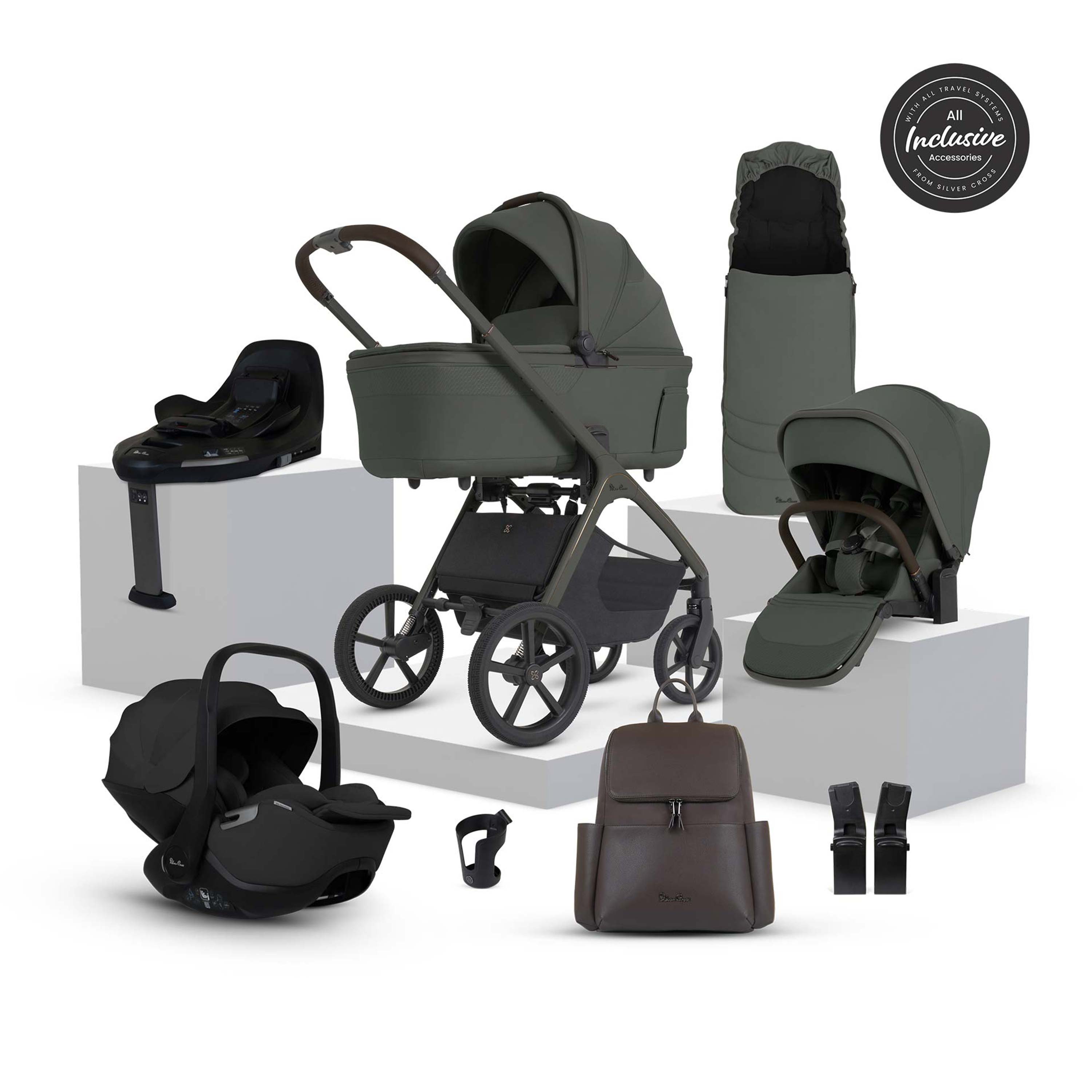 Silver Cross Cove 2 Ultimate 360 Infant Carrier Bundle | Pewter with Black Car Seat
