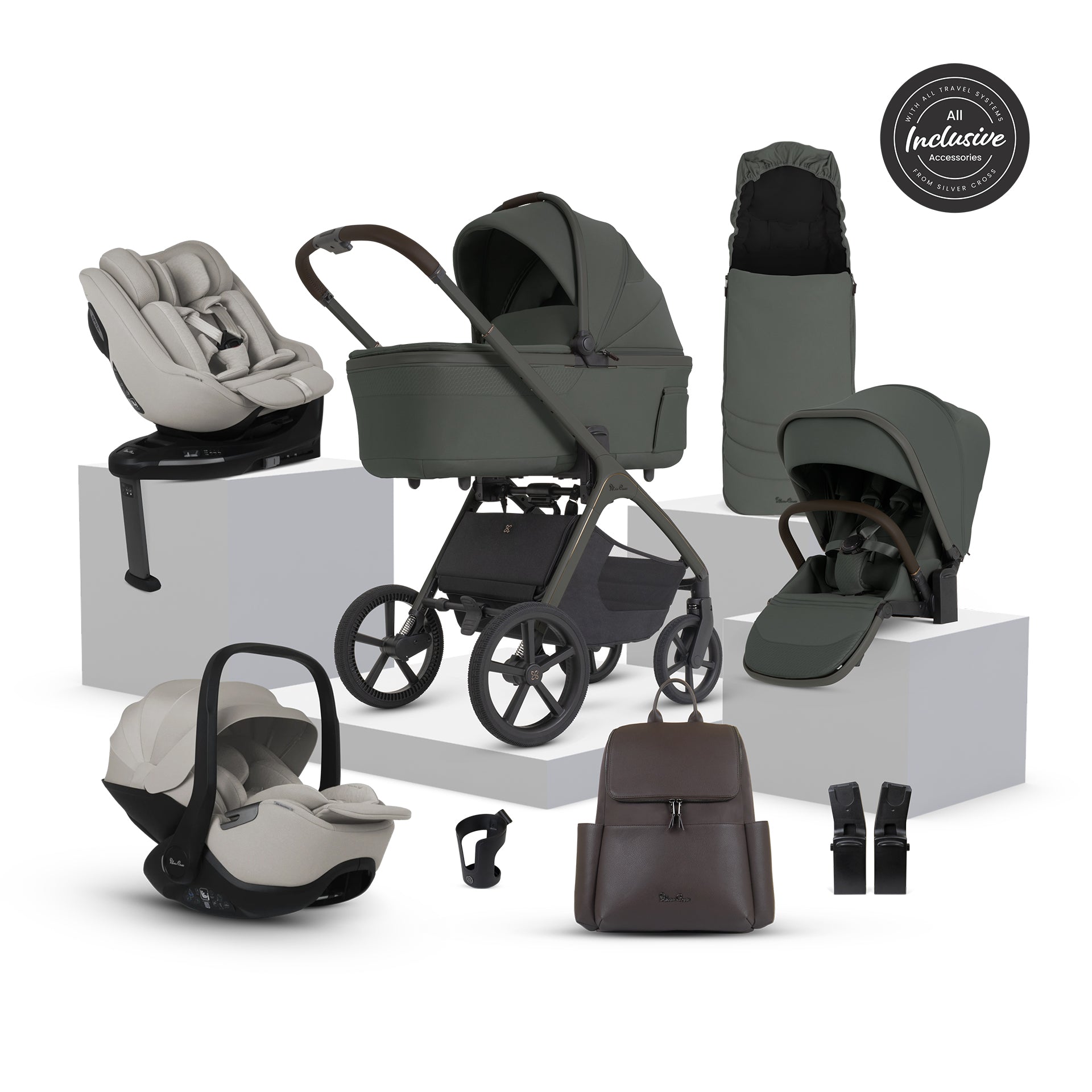 Silver Cross Cove 2 Ultimate 360 Family Car Seat Bundle | Pewter