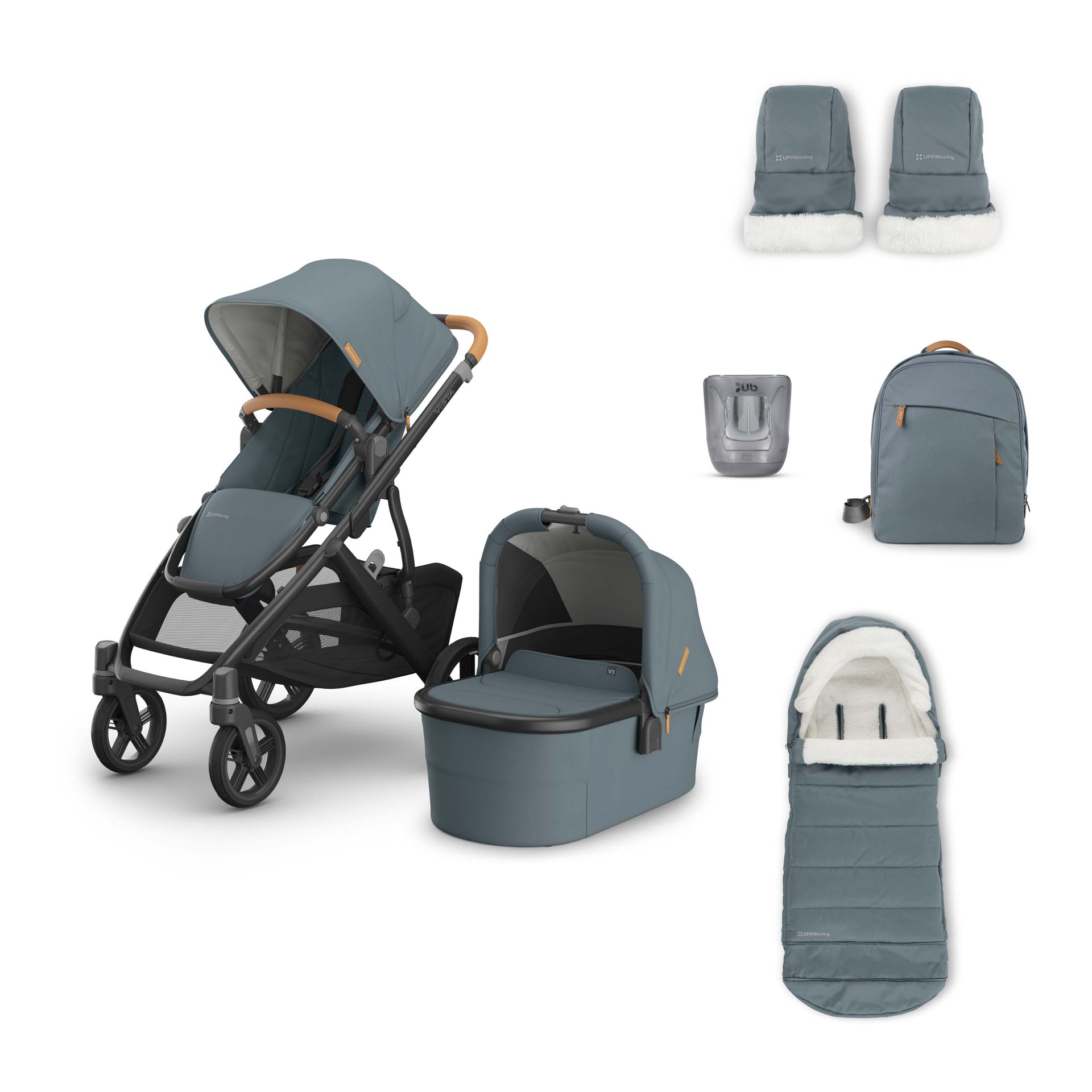 uppababy co uk UPPAbaby Vista V3 Dillan Pram + Carrycot Bundle | 4 Piece Accessory Pack
