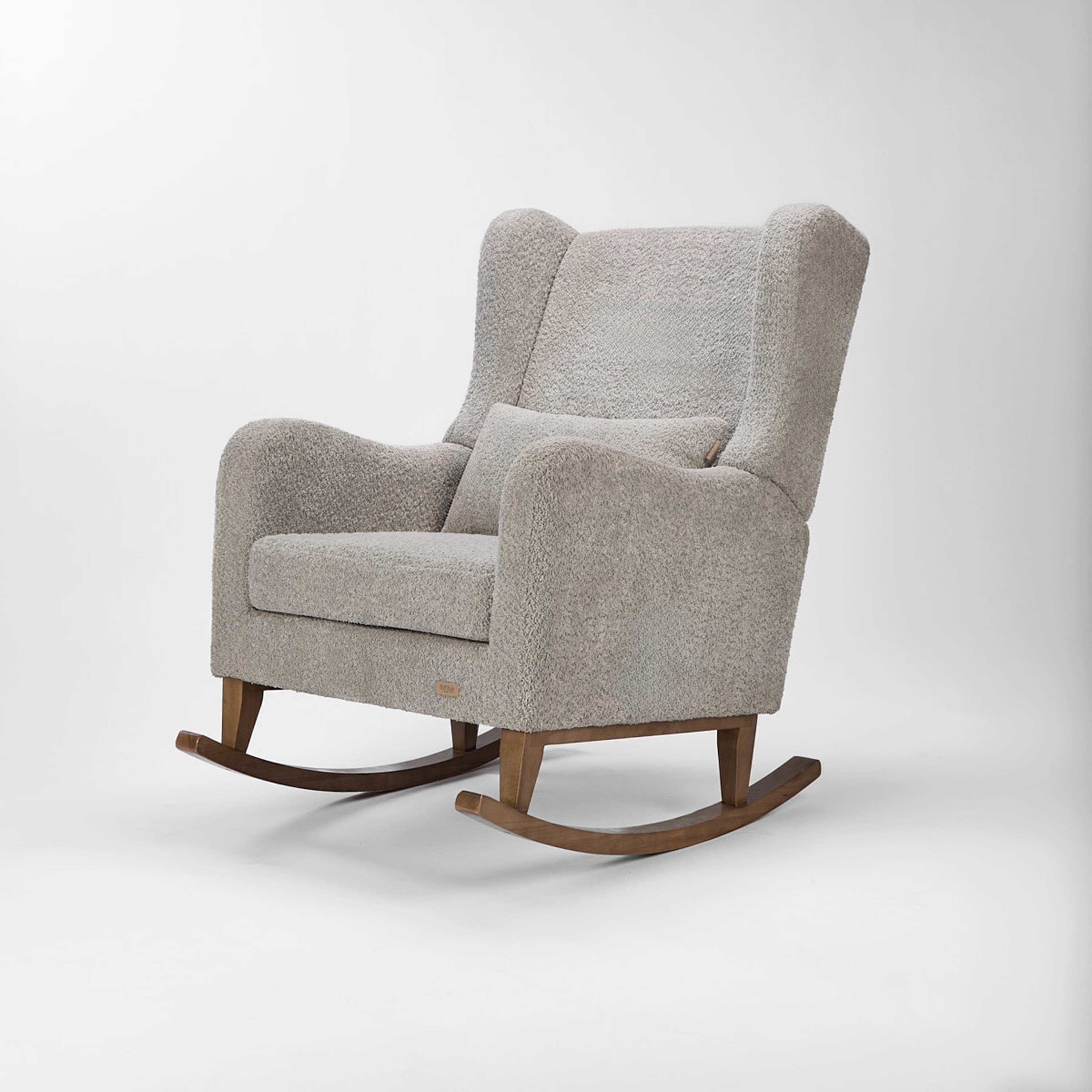 Harper Wingback Rocking Chair & Footstool - Teddy Cloud Grey